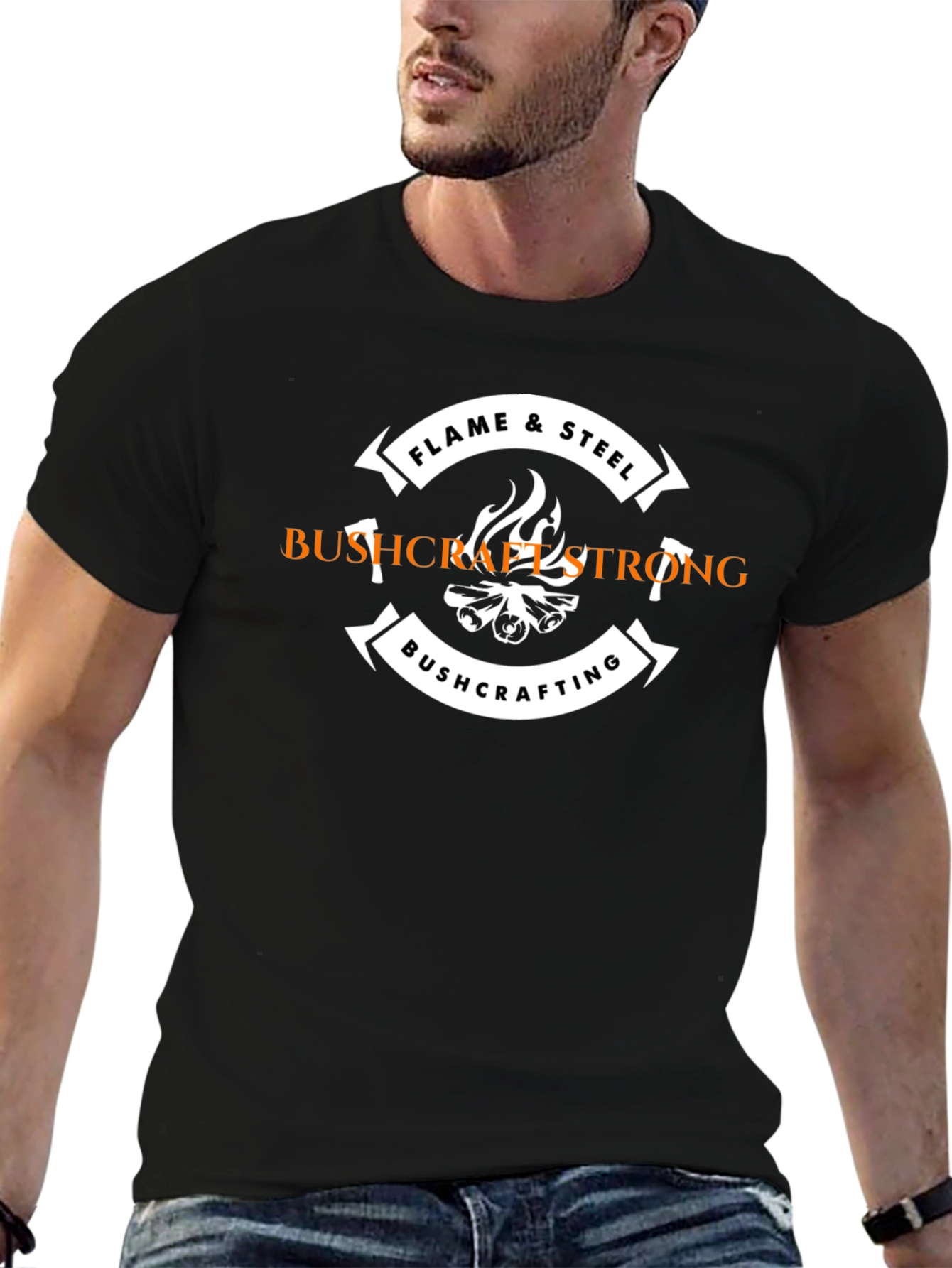 Bushcrafting T-Shirt: Flame & Steel Design