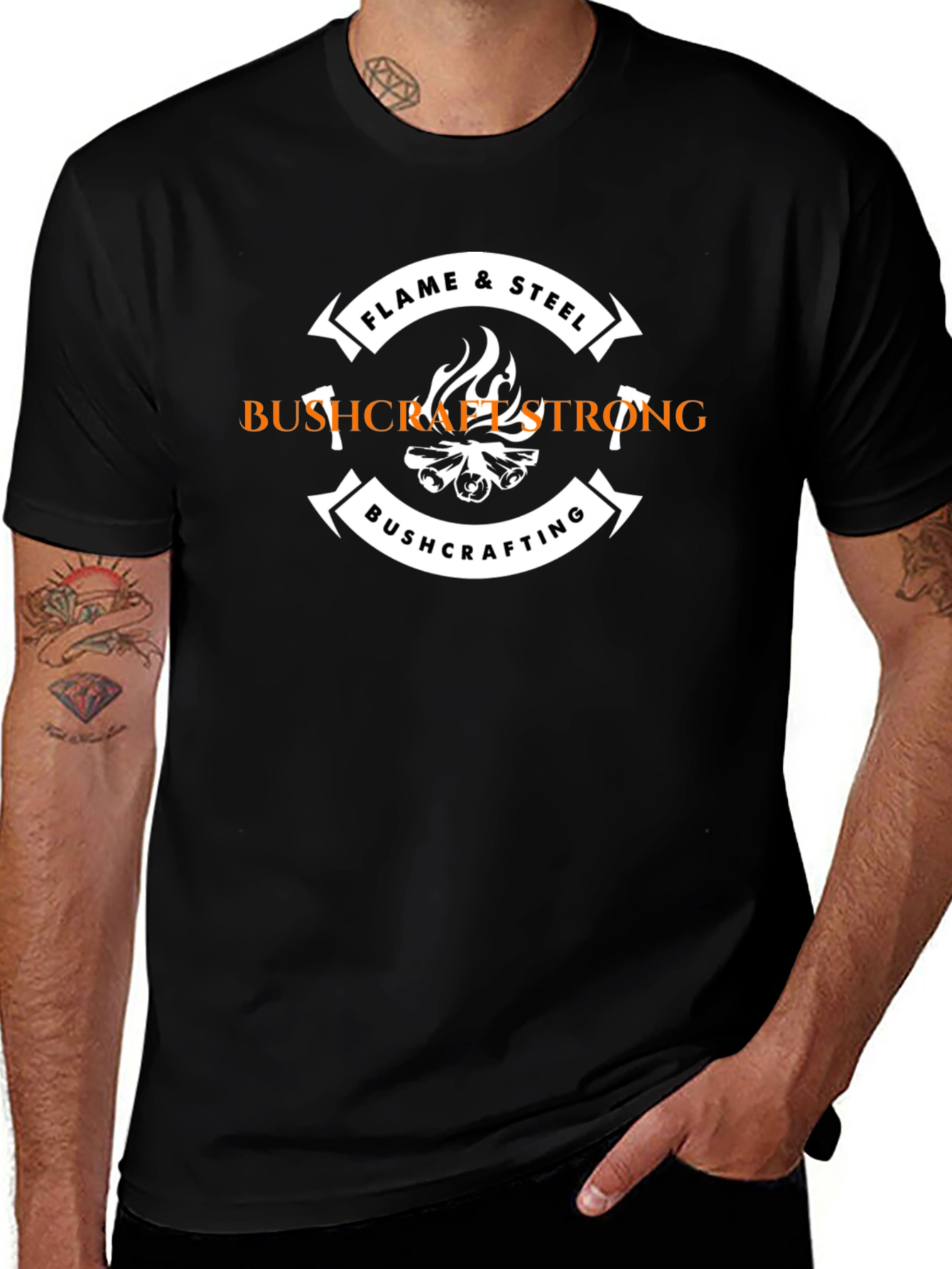 Bushcrafting T-Shirt: Flame & Steel Design
