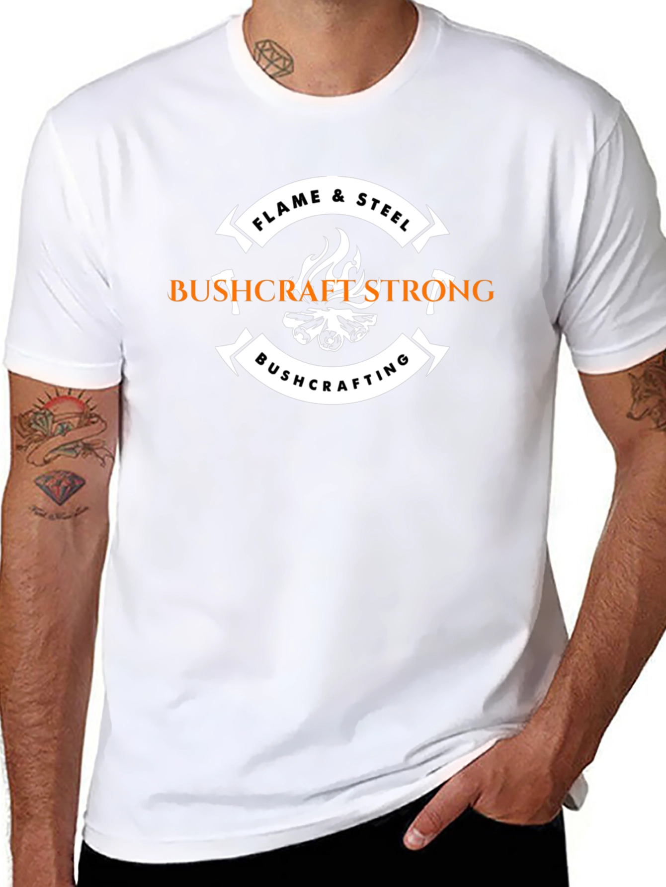 Bushcrafting T-Shirt: Flame & Steel Design