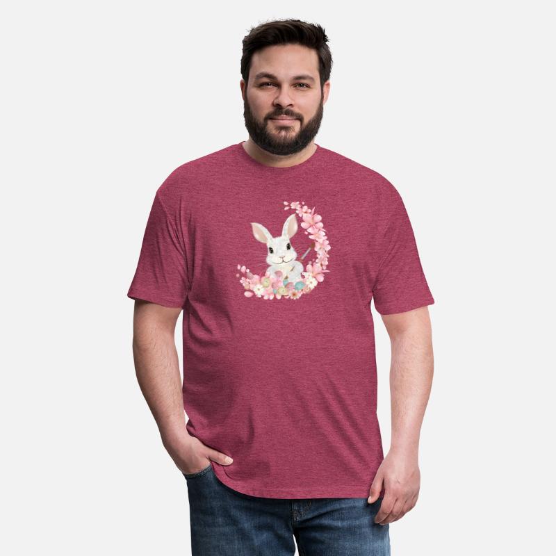 white Easter bunny with flowers and brush