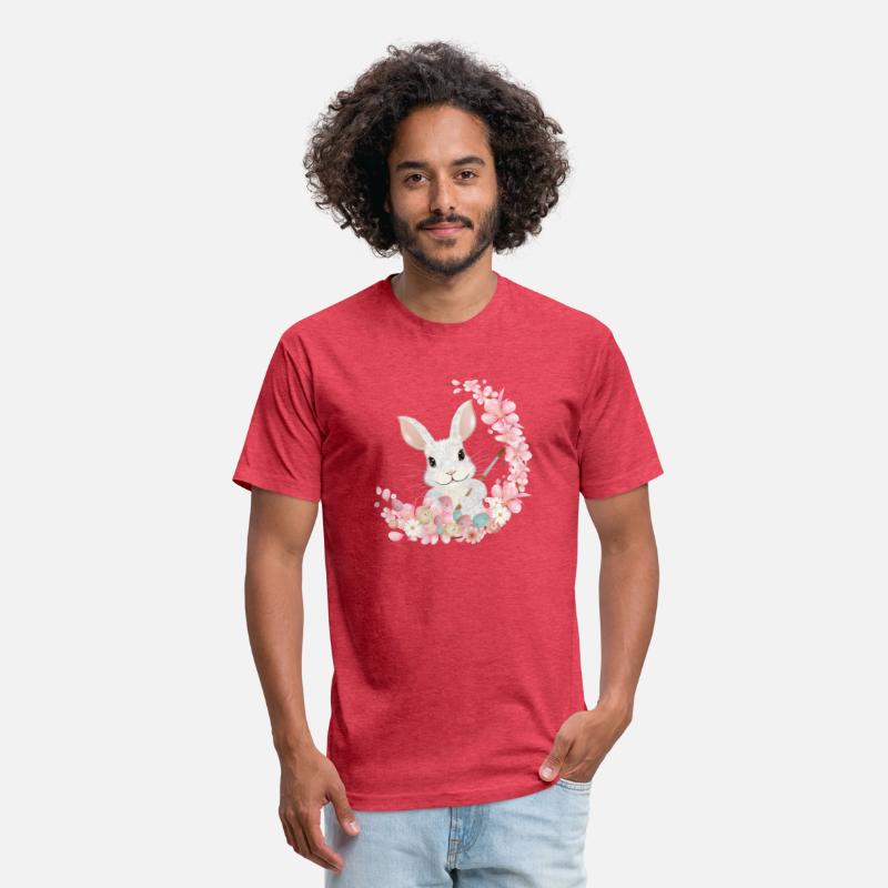 white Easter bunny with flowers and brush