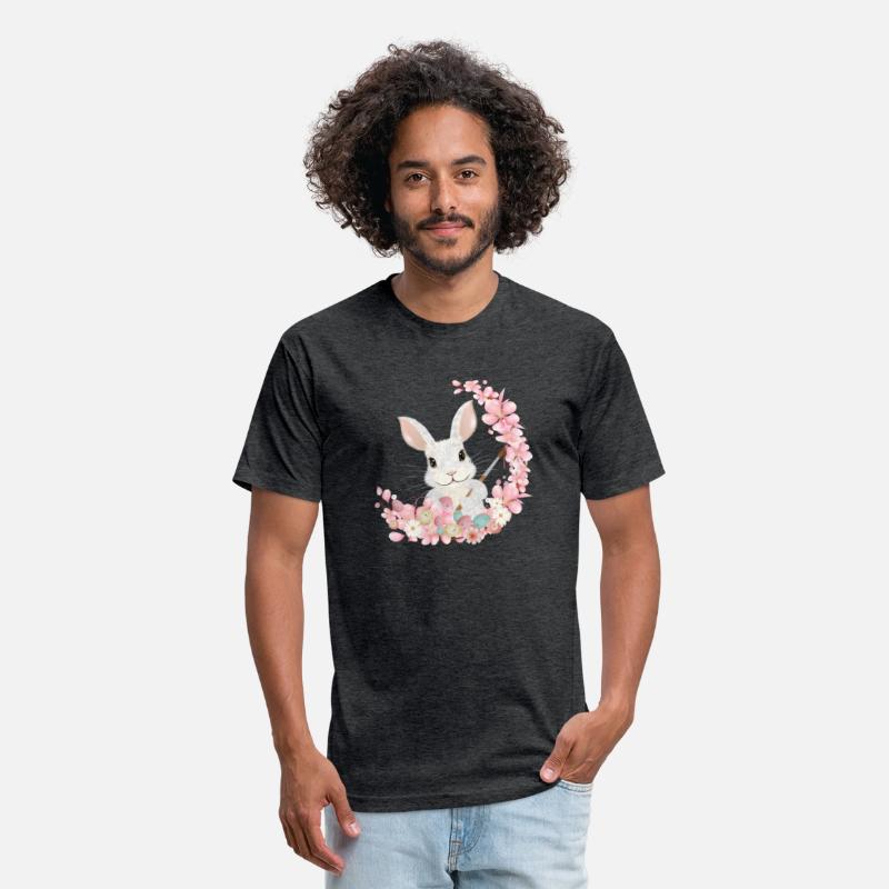 white Easter bunny with flowers and brush