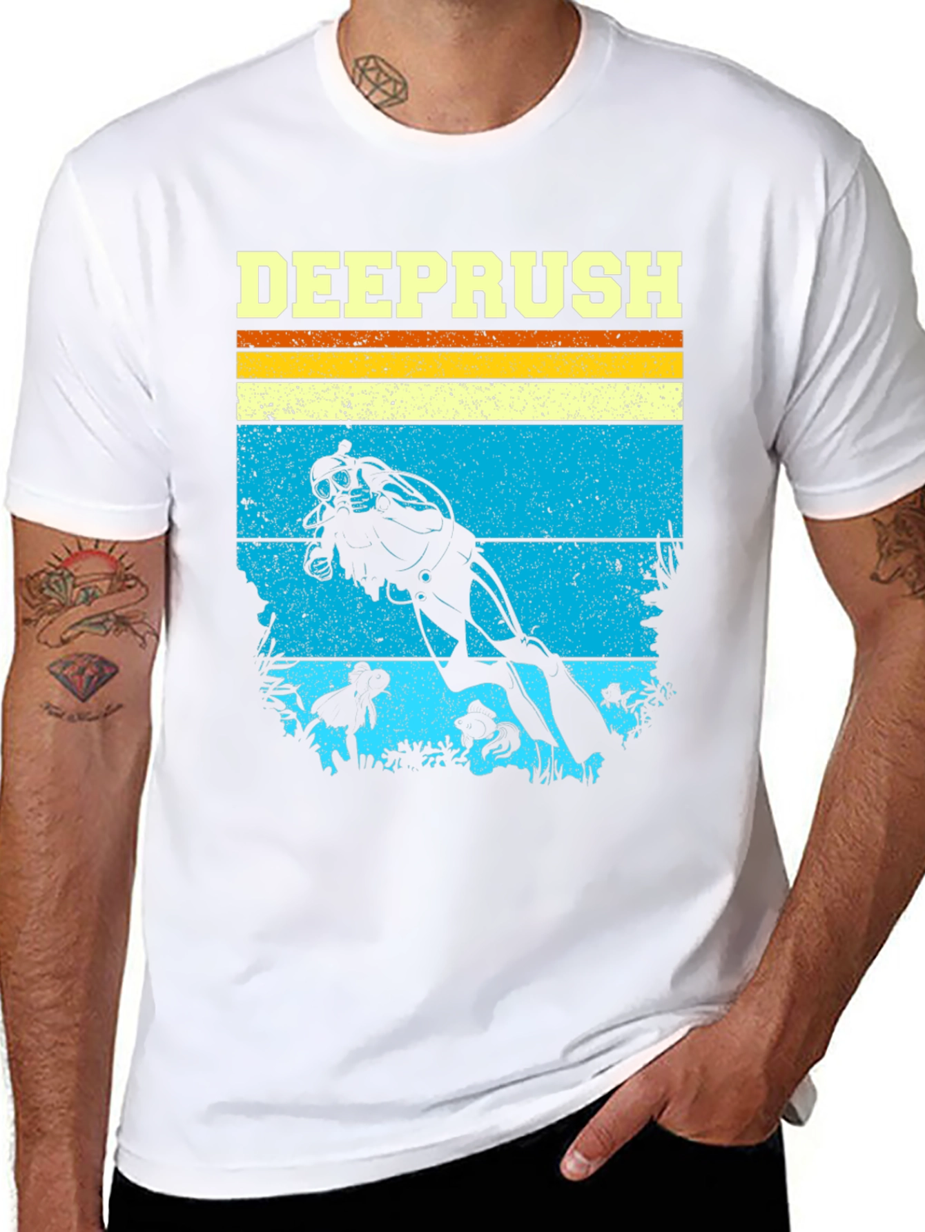 Deep Rush Scuba Diving Retro T-Shirt