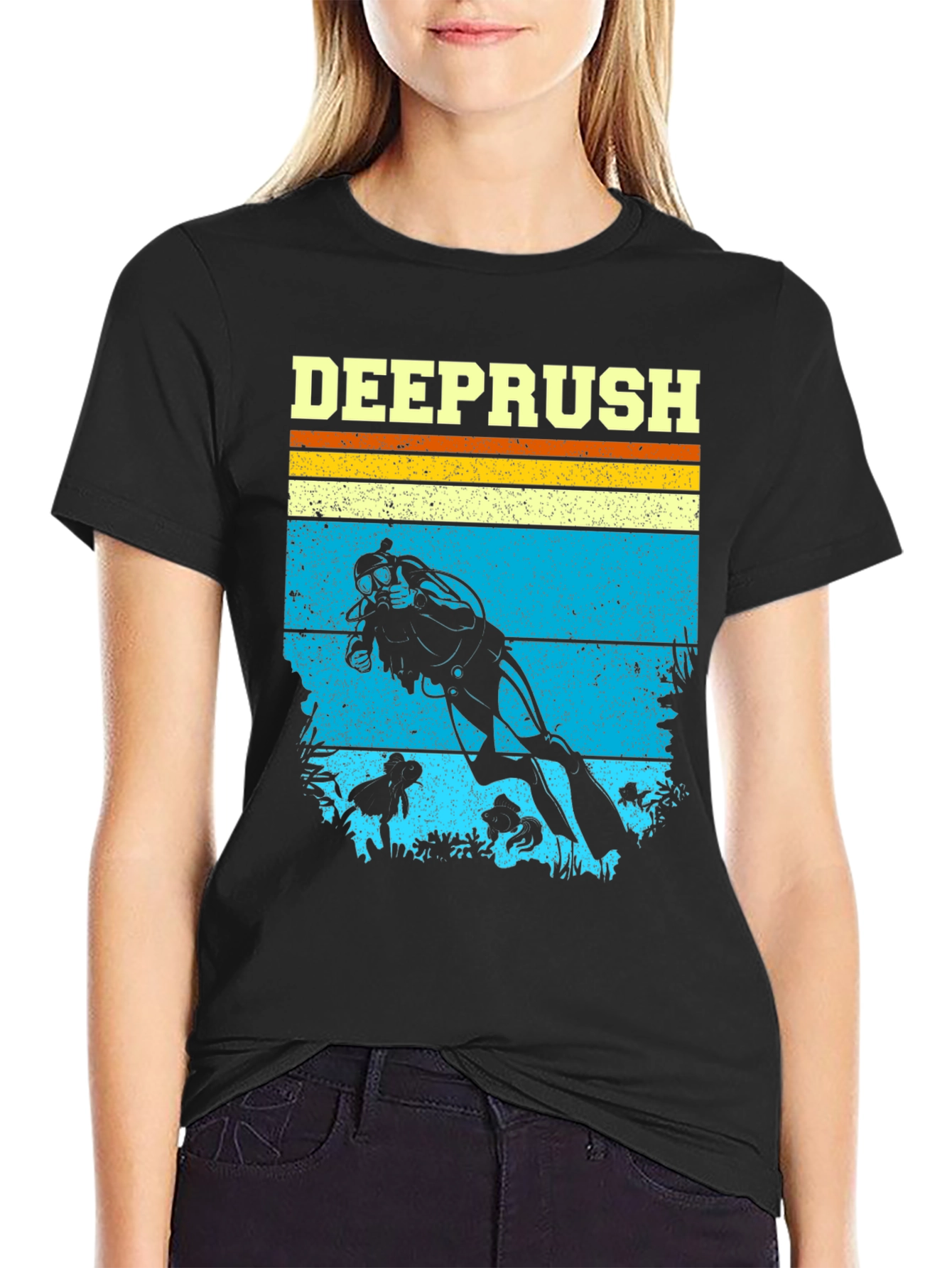 Deep Rush Scuba Diving Retro T-Shirt