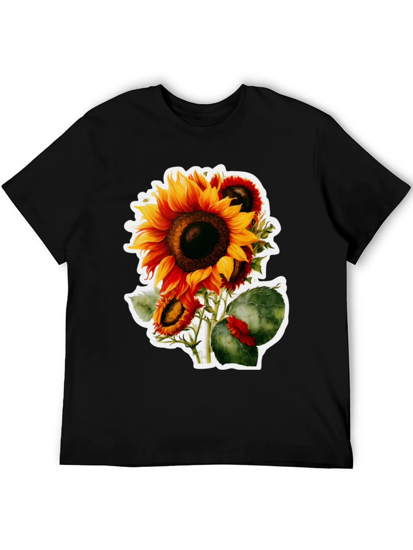 Sunflower Graphic Tee - Black Cotton Blend