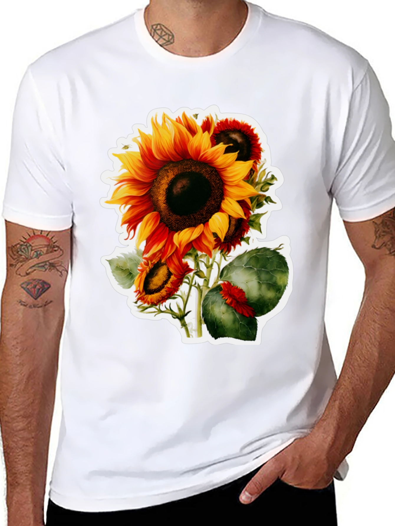 Sunflower Graphic Tee - Black Cotton Blend