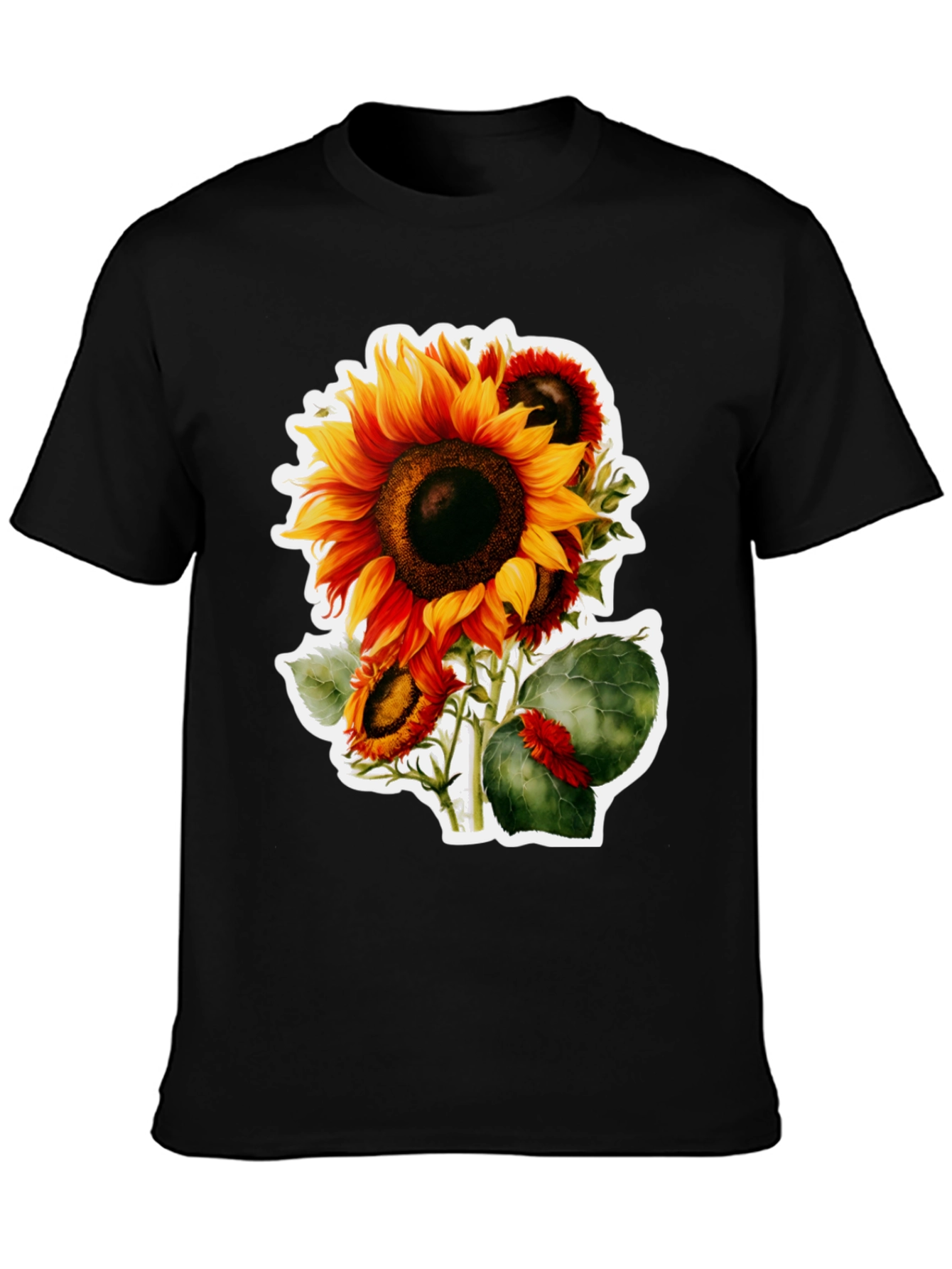 Sunflower Graphic Tee - Black Cotton Blend