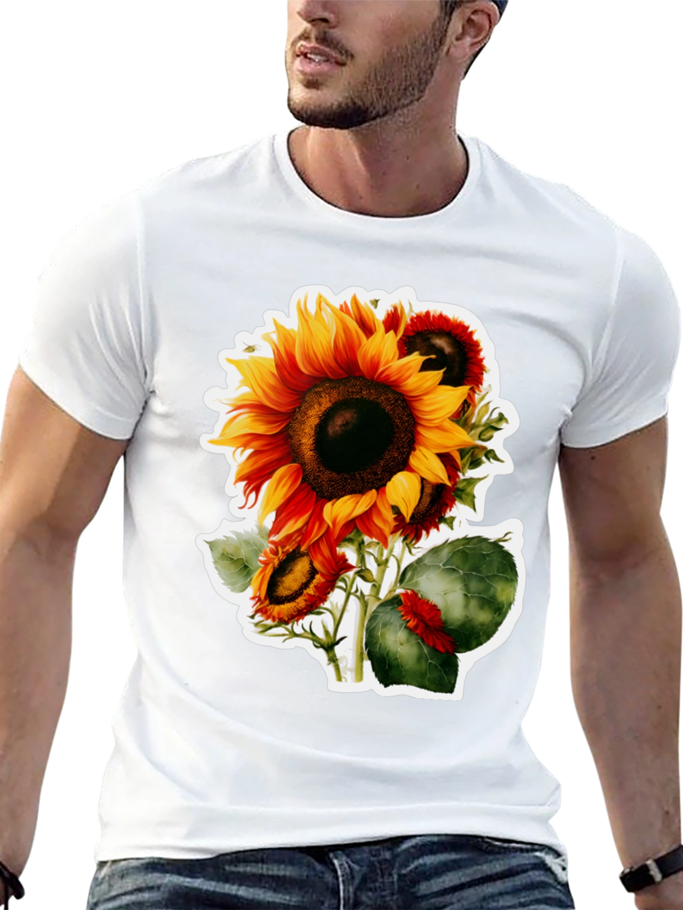Sunflower Graphic Tee - Black Cotton Blend