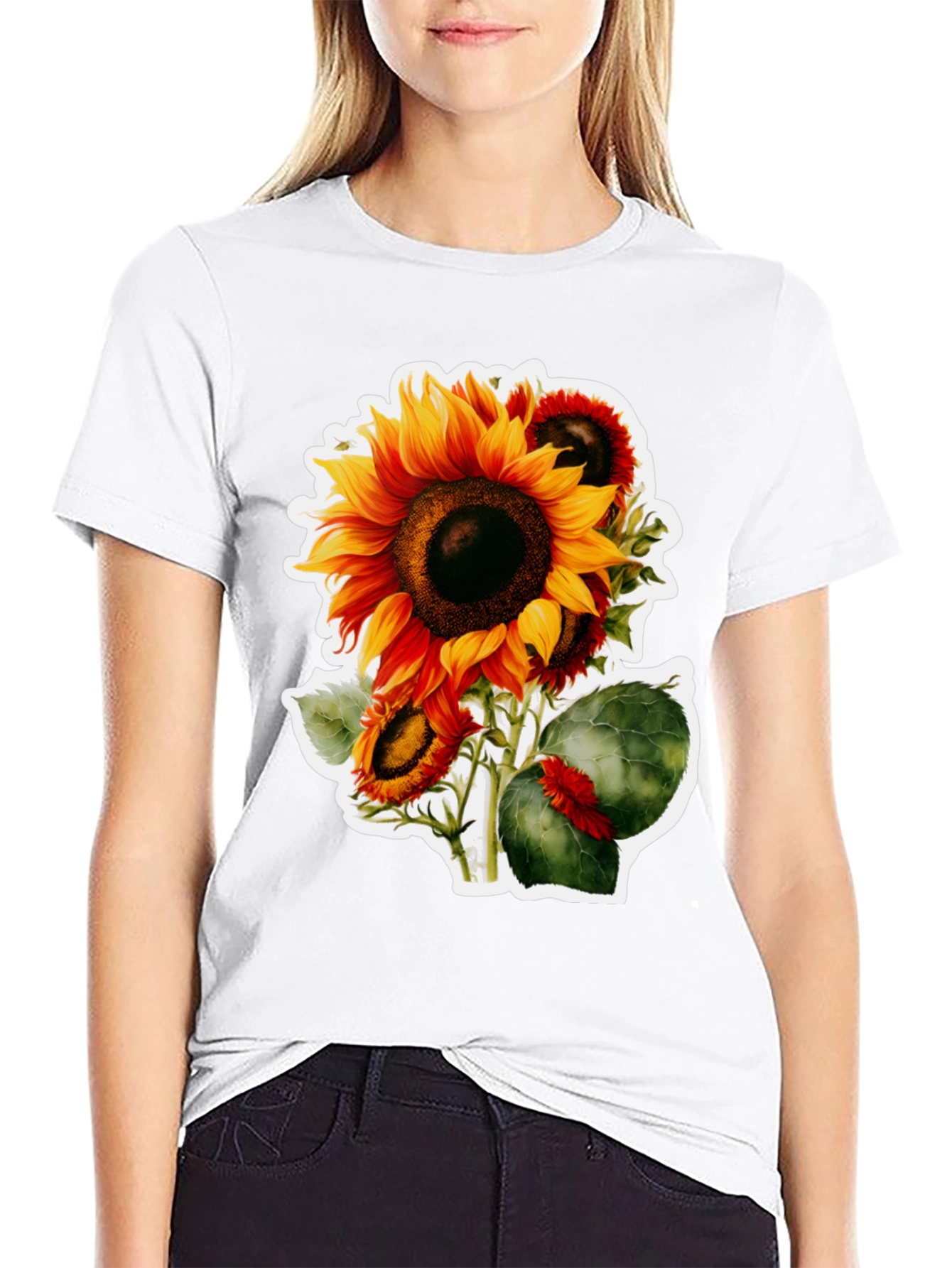 Sunflower Graphic Tee - Black Cotton Blend