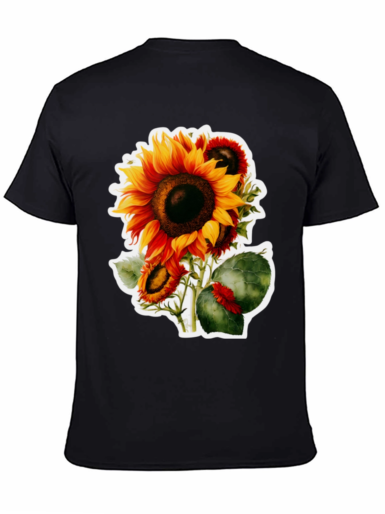 Sunflower Graphic Tee - Black Cotton Blend