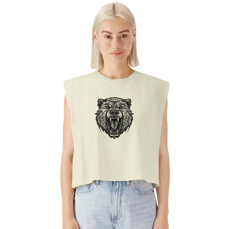 Wild Dangerous Bear's Head With Sharp Teeth