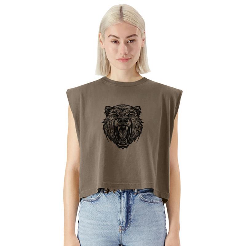 Wild Dangerous Bear's Head With Sharp Teeth