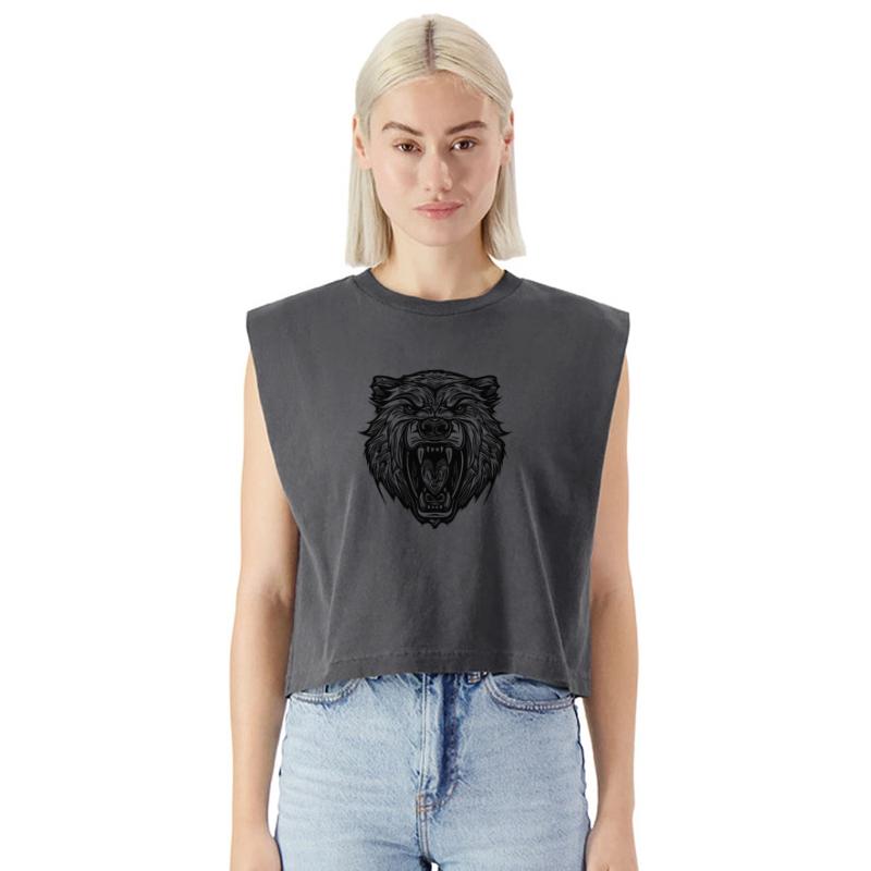 Wild Dangerous Bear's Head With Sharp Teeth