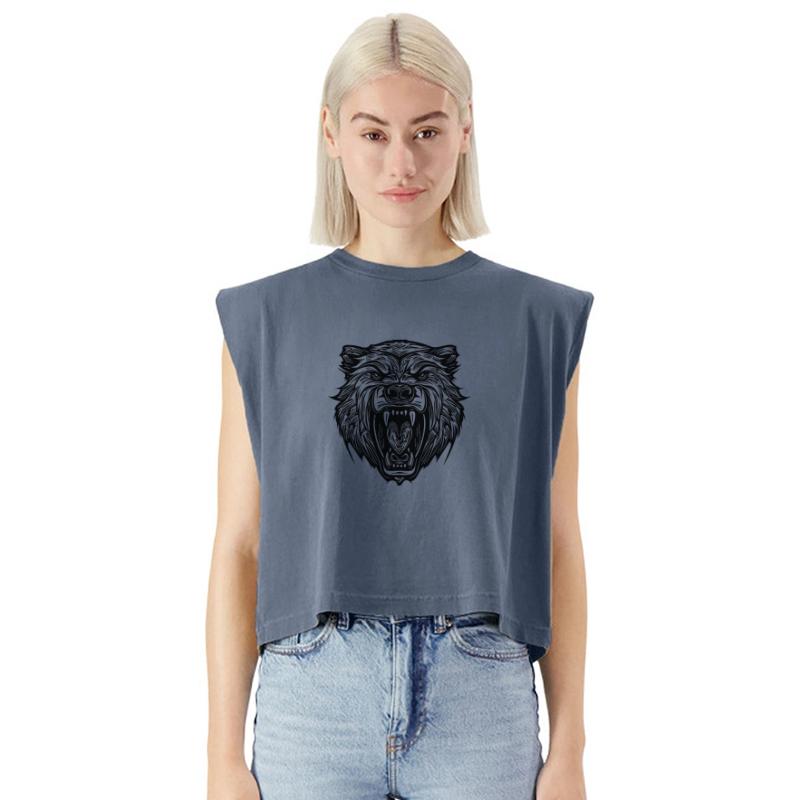 Wild Dangerous Bear's Head With Sharp Teeth