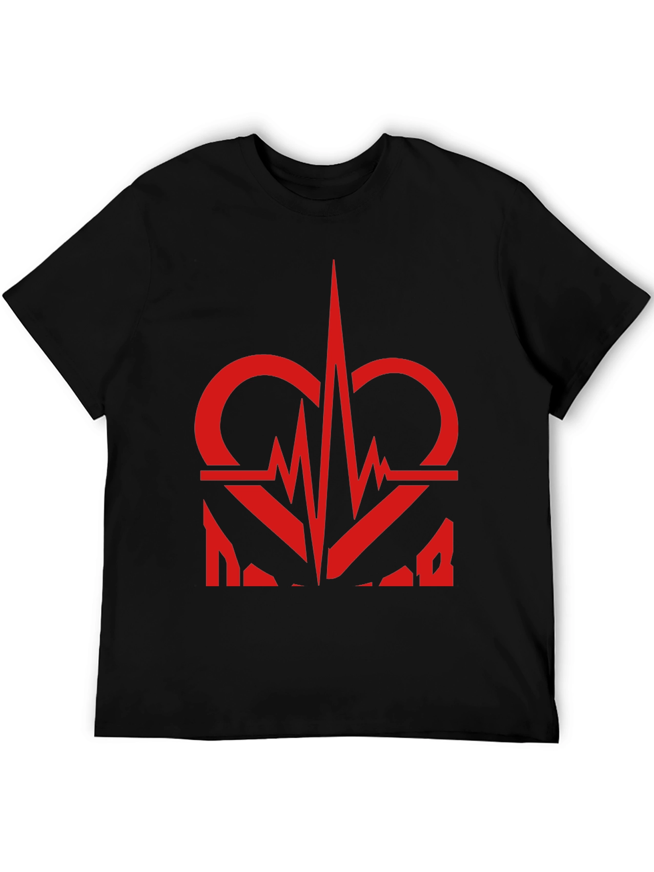 Heartbeat Graphic Tee - Black Casual T-Shirt