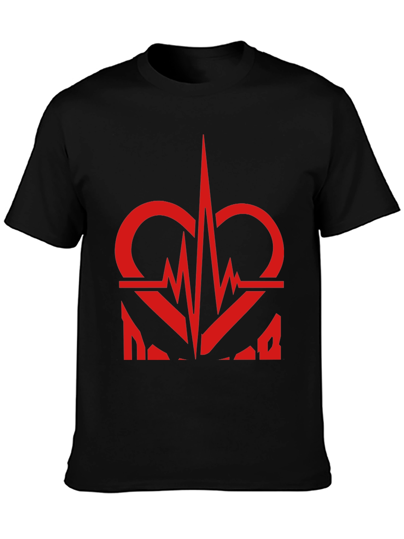 Heartbeat Graphic Tee - Black Casual T-Shirt