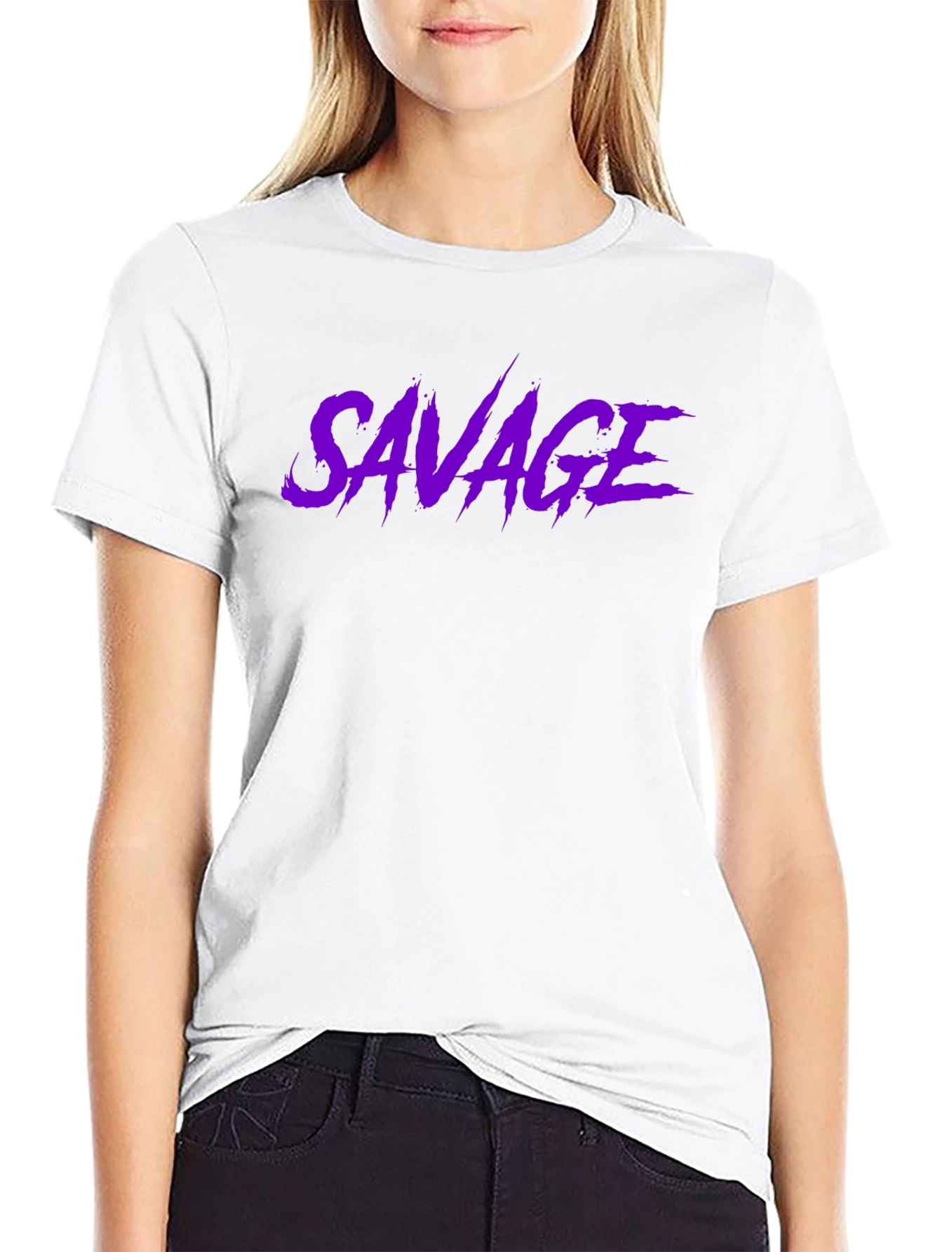 Savage Graphic T-Shirt - Bold Purple Text