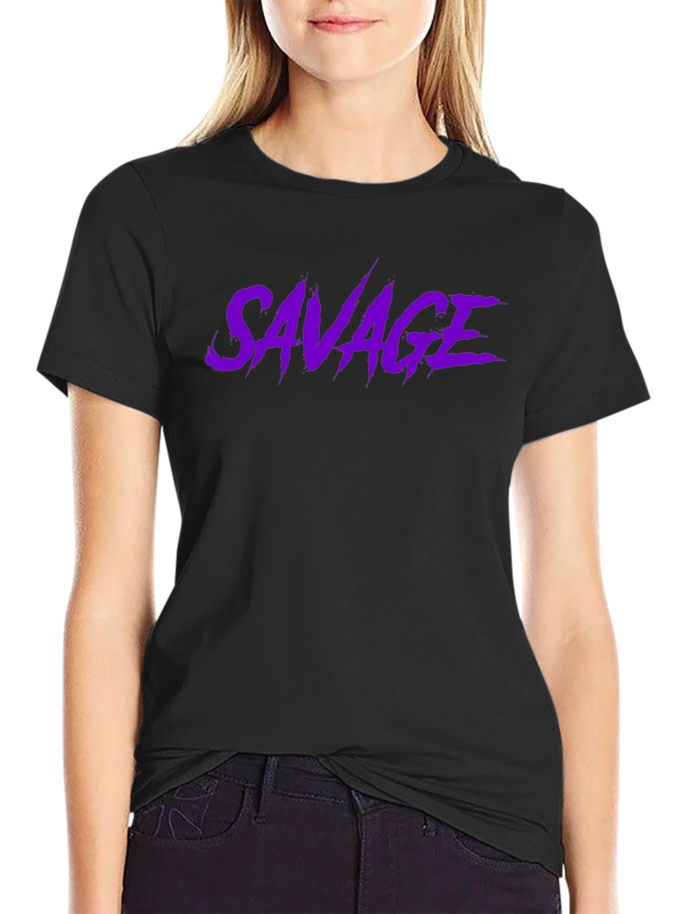 Savage Graphic T-Shirt - Bold Purple Text