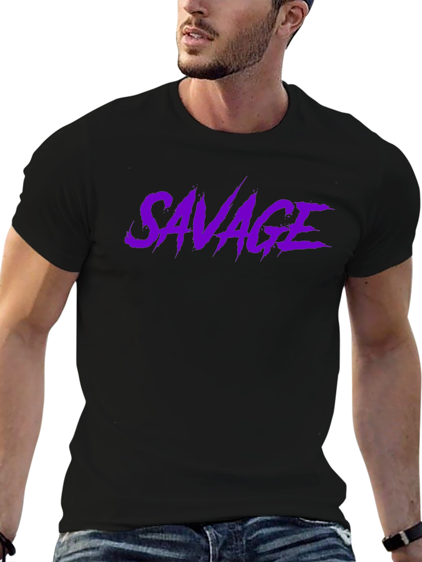 Savage Graphic T-Shirt - Bold Purple Text
