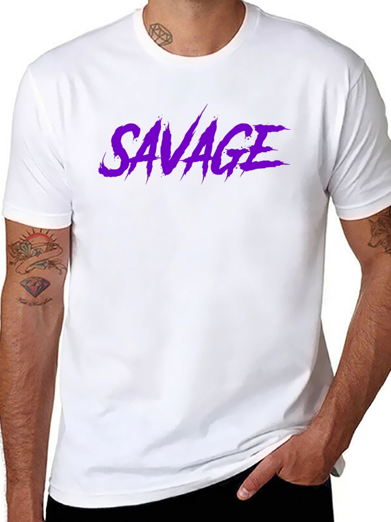 Savage Graphic T-Shirt - Bold Purple Text