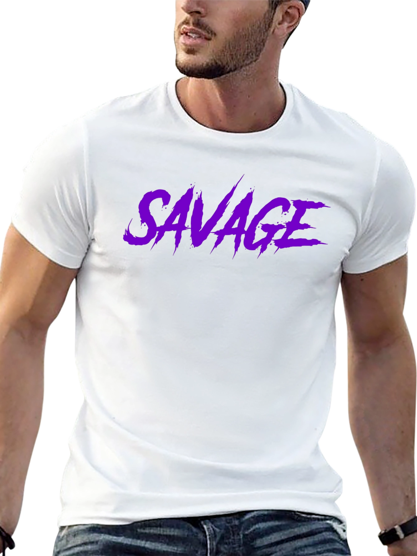 Savage Graphic T-Shirt - Bold Purple Text
