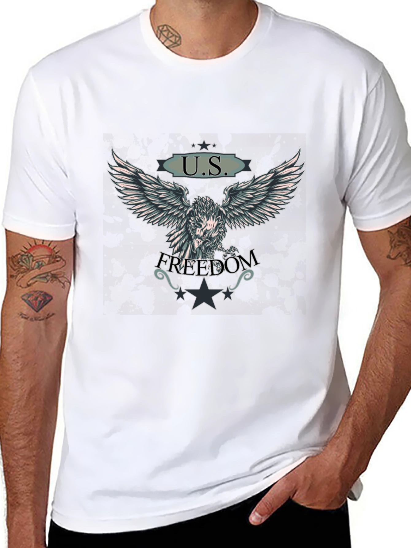 U.S. Freedom Eagle Graphic T-Shirt - Black