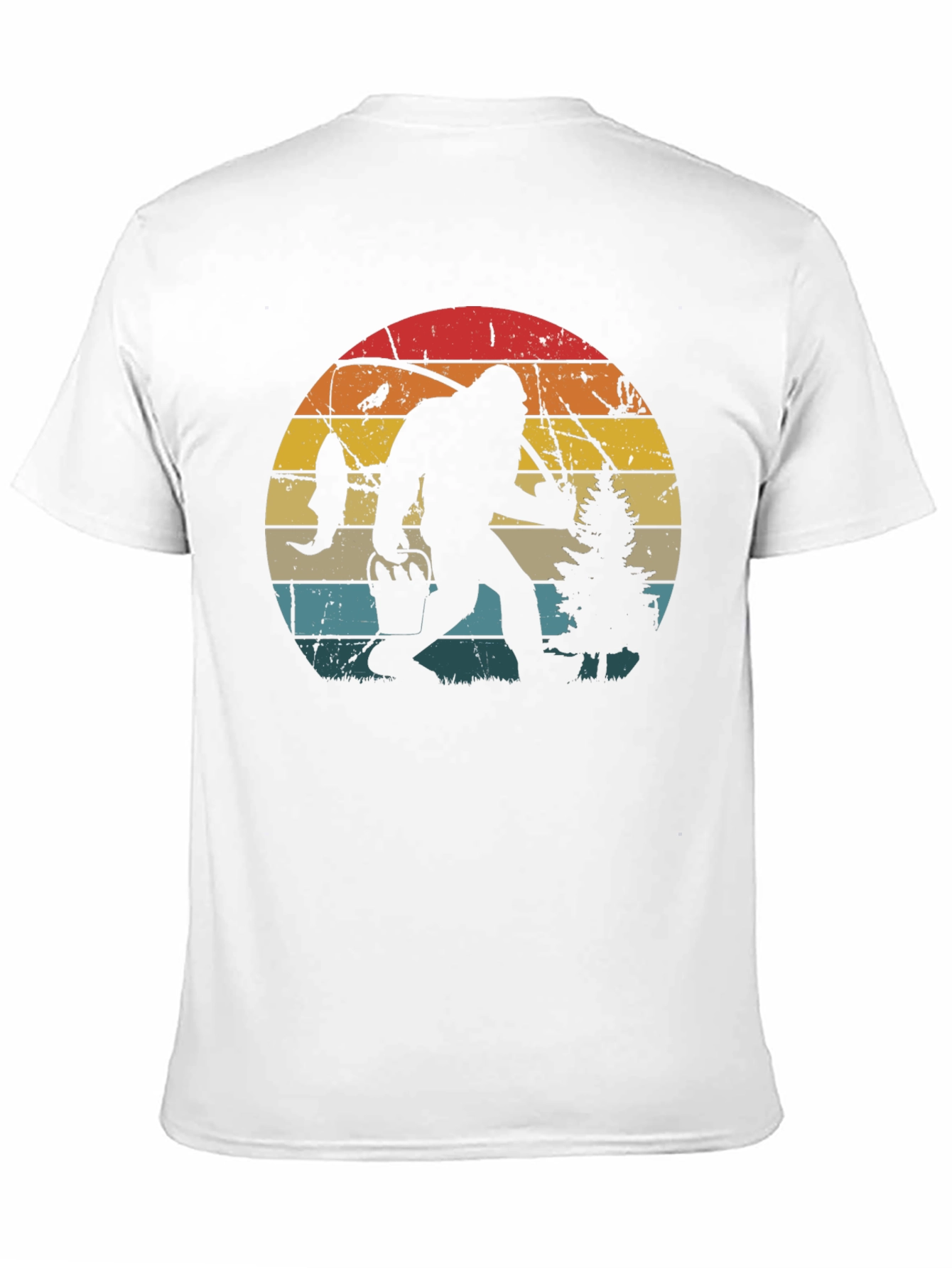 Bigfoot Fishing Retro Graphic T-Shirt