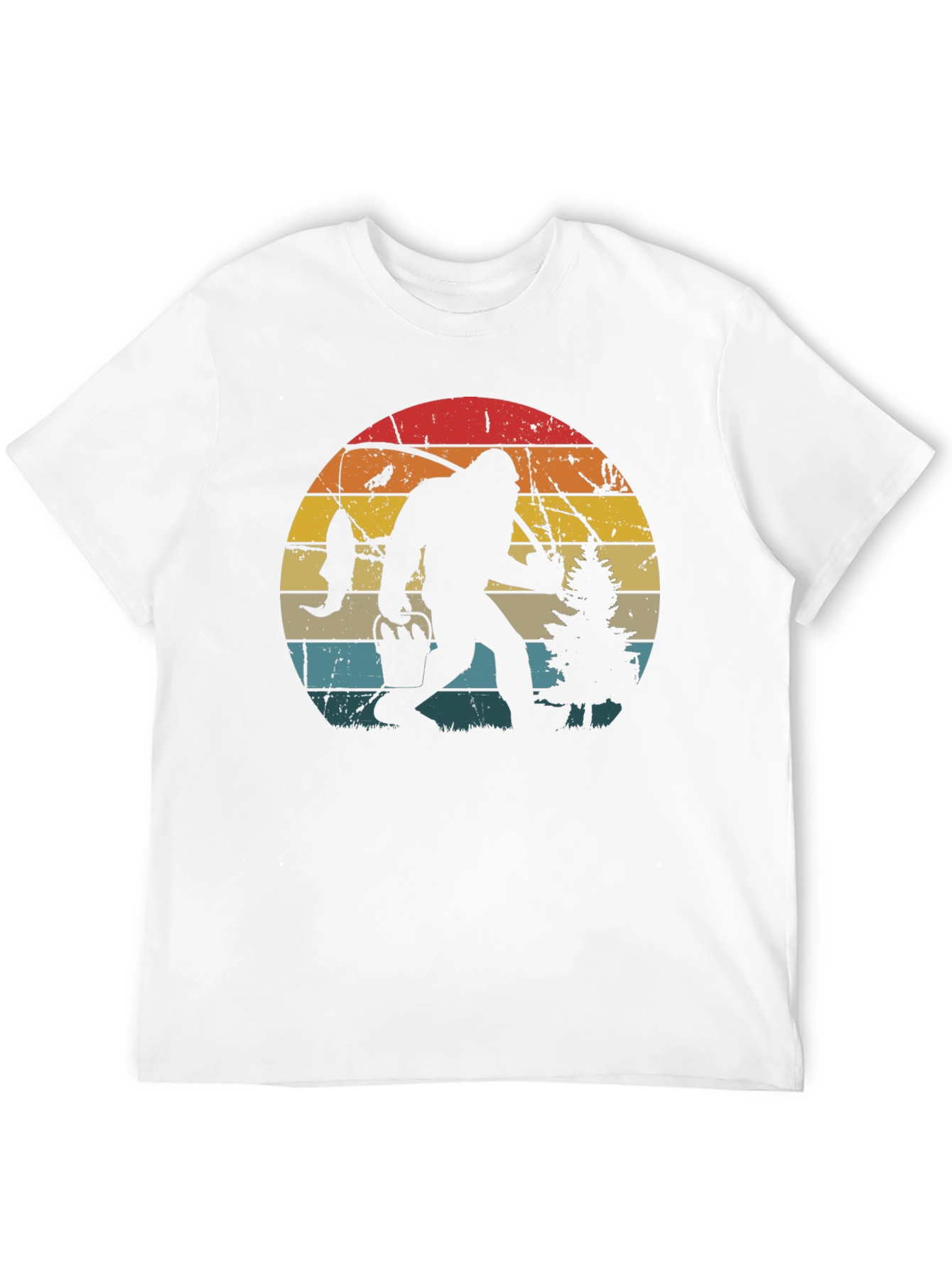 Bigfoot Fishing Retro Graphic T-Shirt