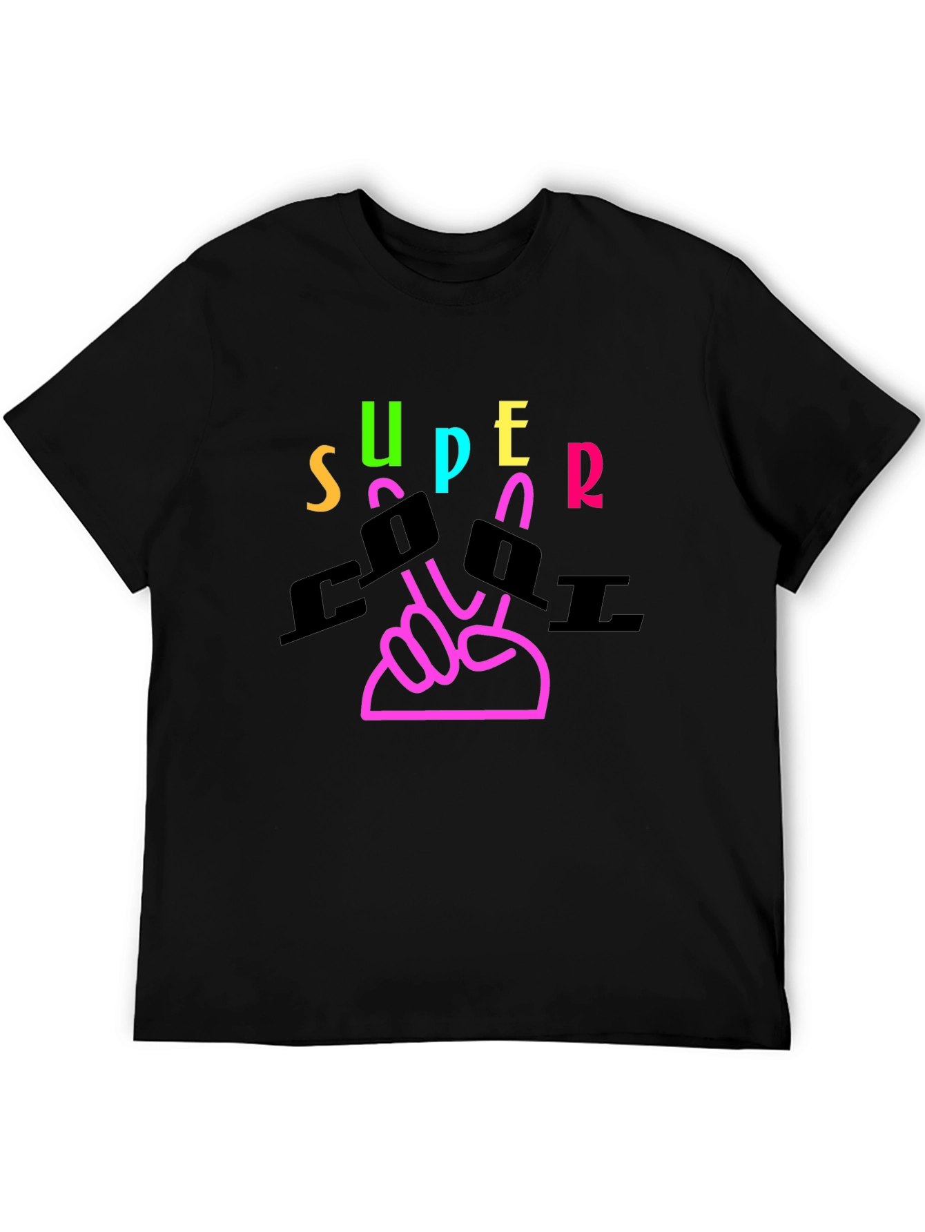 Super Cool Graphic Tee - Black Cotton Blend Shirt