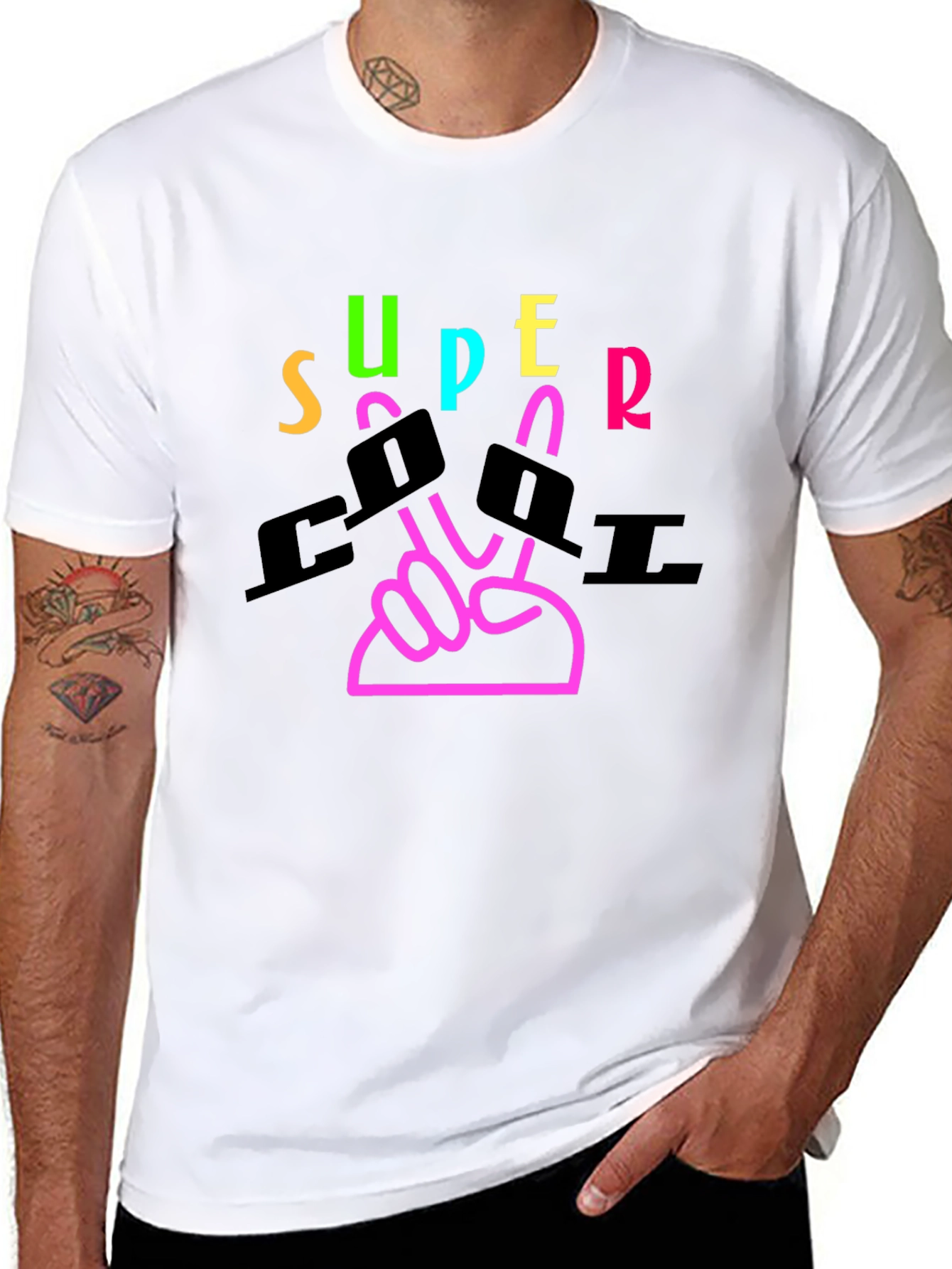 Super Cool Graphic Tee - Black Cotton Blend Shirt