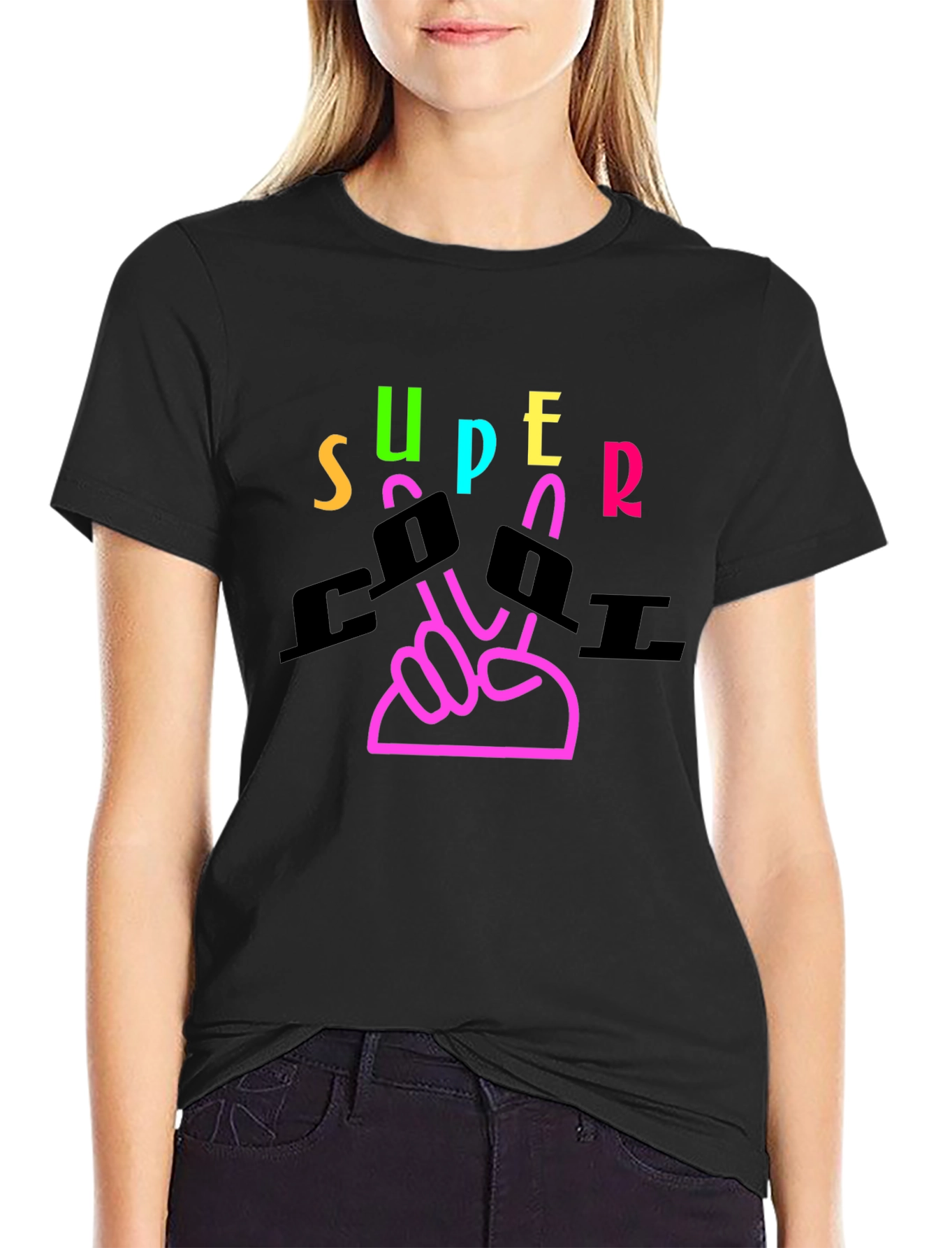 Super Cool Graphic Tee - Black Cotton Blend Shirt