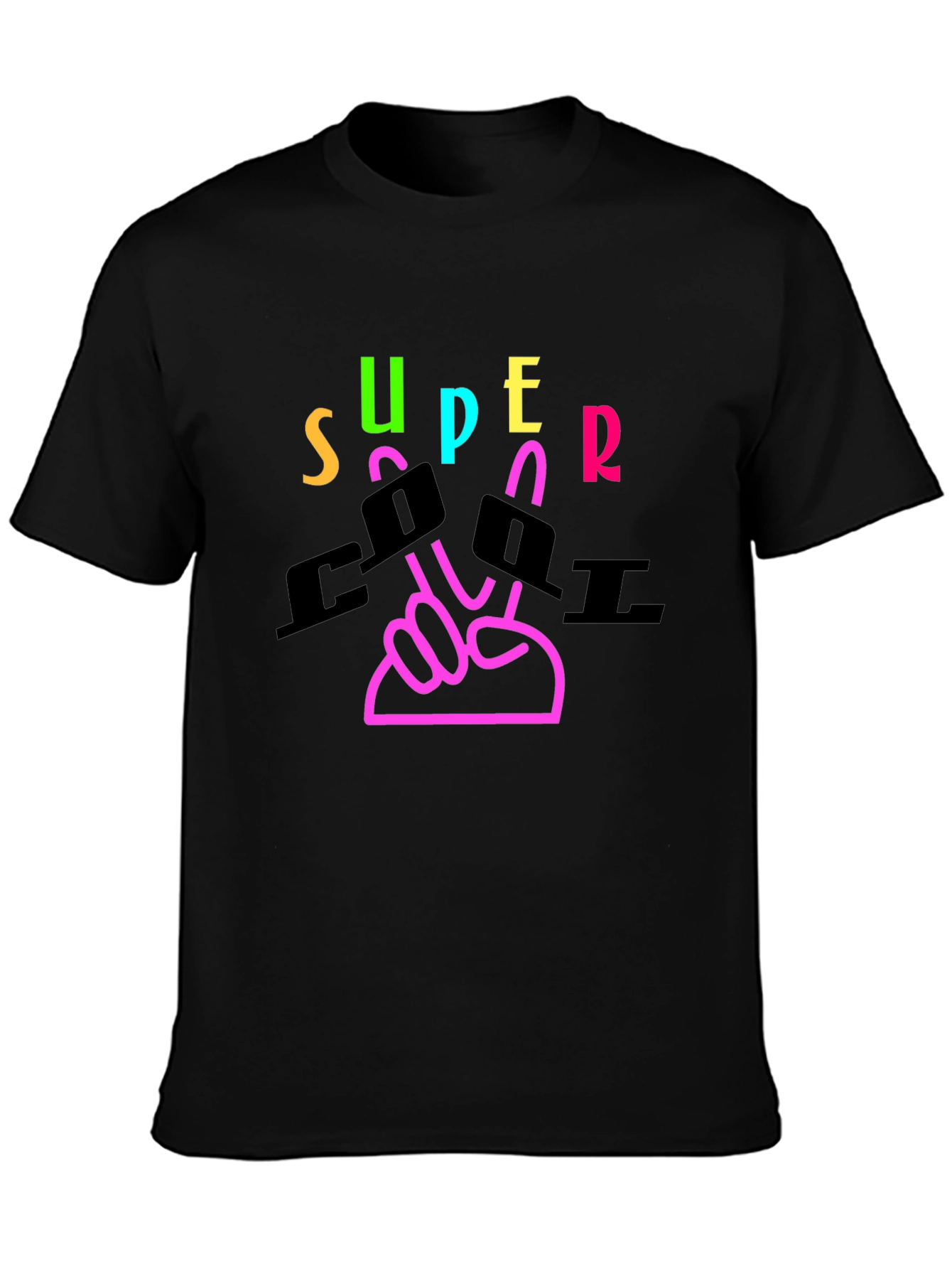 Super Cool Graphic Tee - Black Cotton Blend Shirt