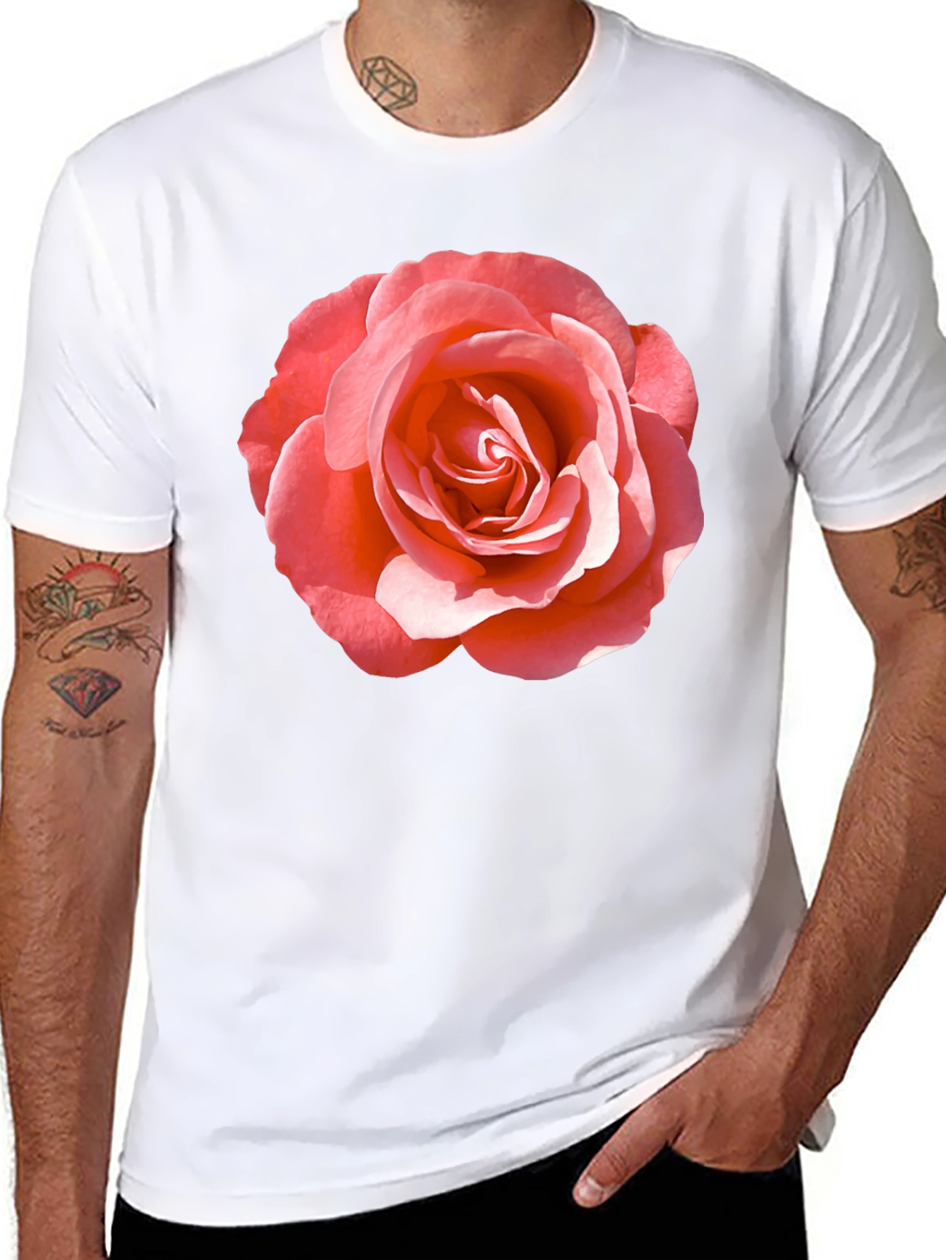 Rose Graphic Tee - Classic Black Cotton Comfort