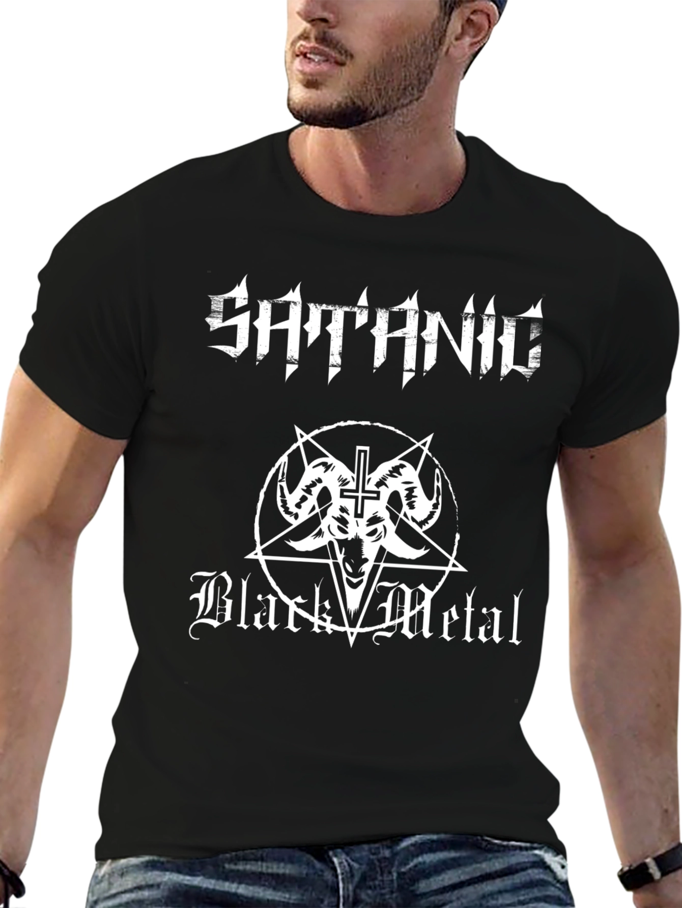 Satanic Black Metal Graphic Tee - Dark Style