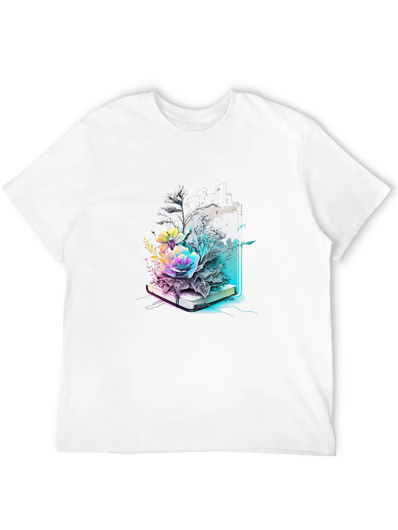 Floral Book Graphic Tee - Unique Design