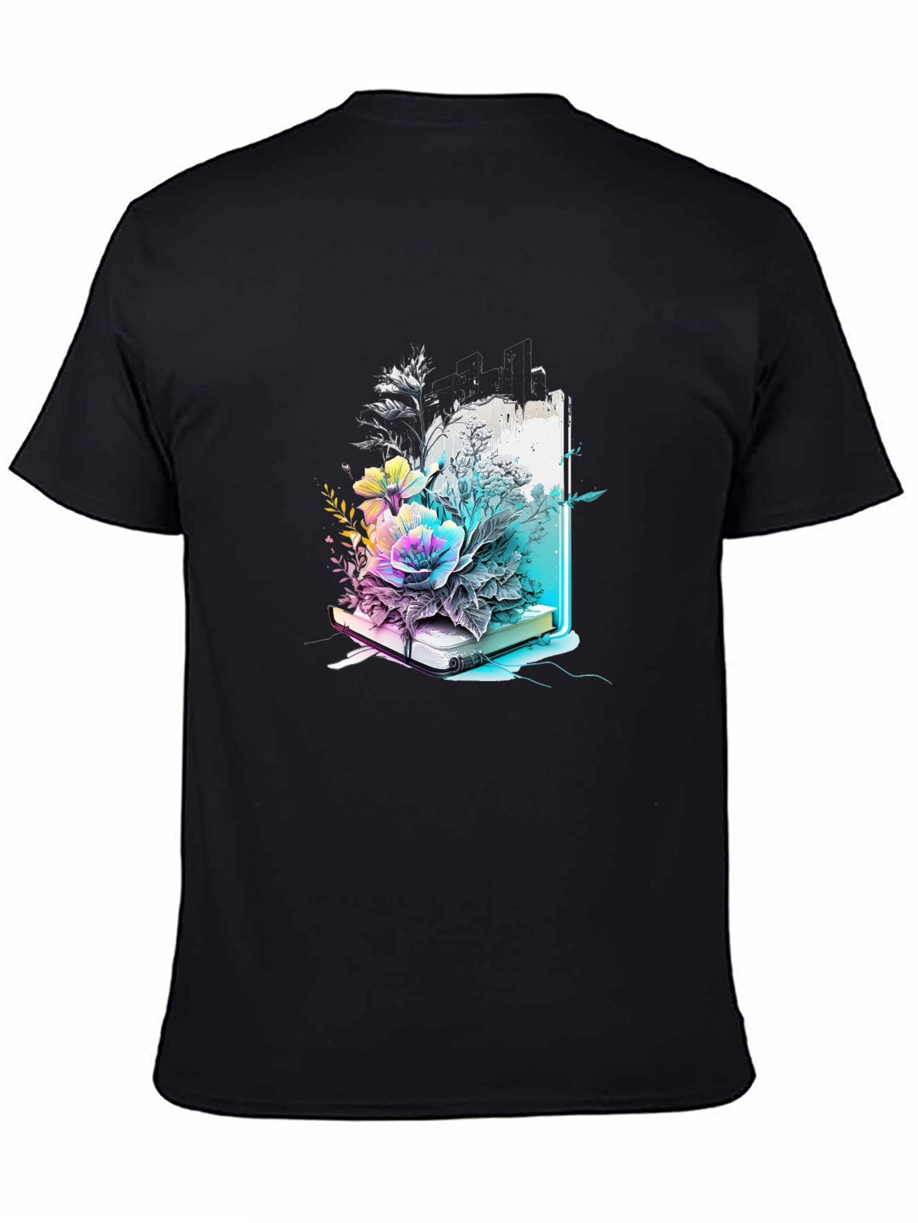 Floral Book Graphic Tee - Unique Design