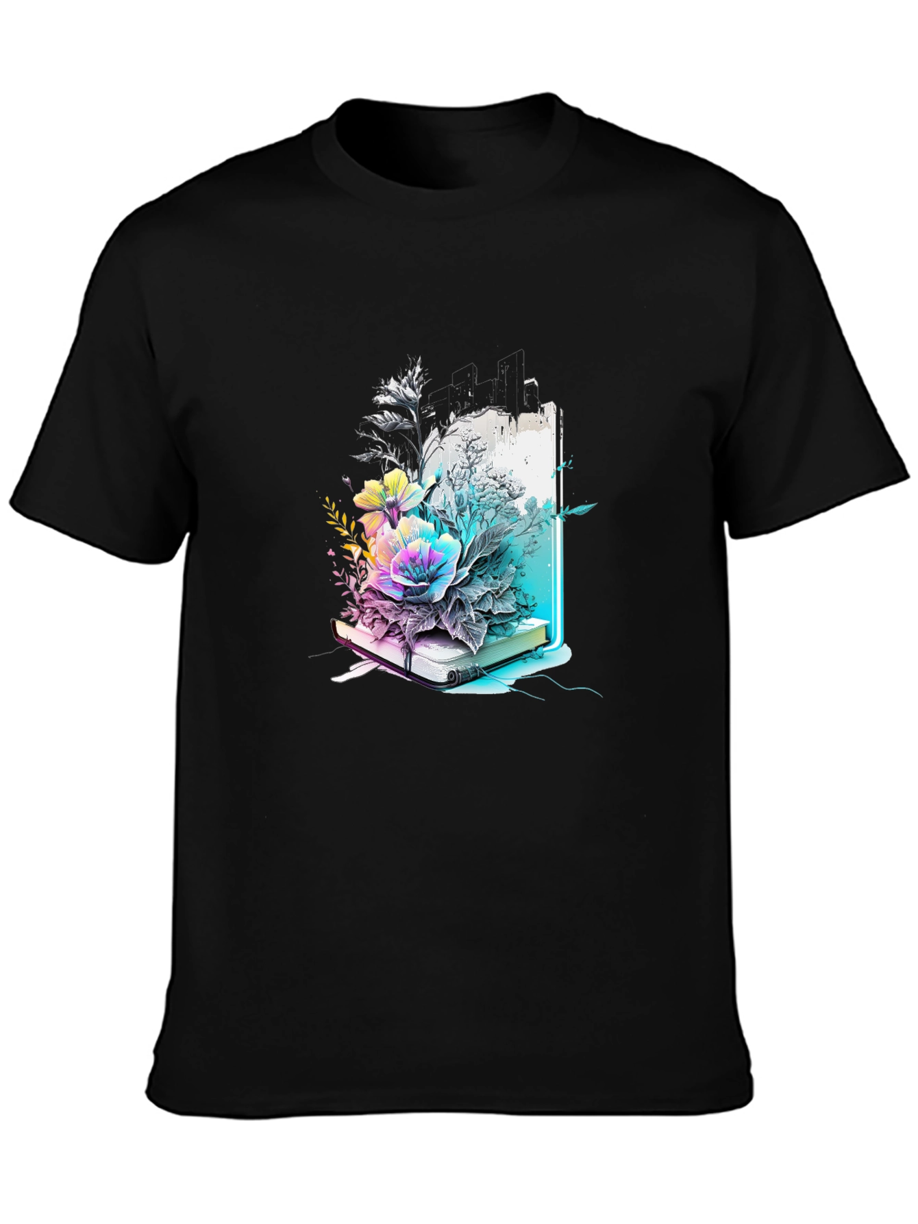 Floral Book Graphic Tee - Unique Design