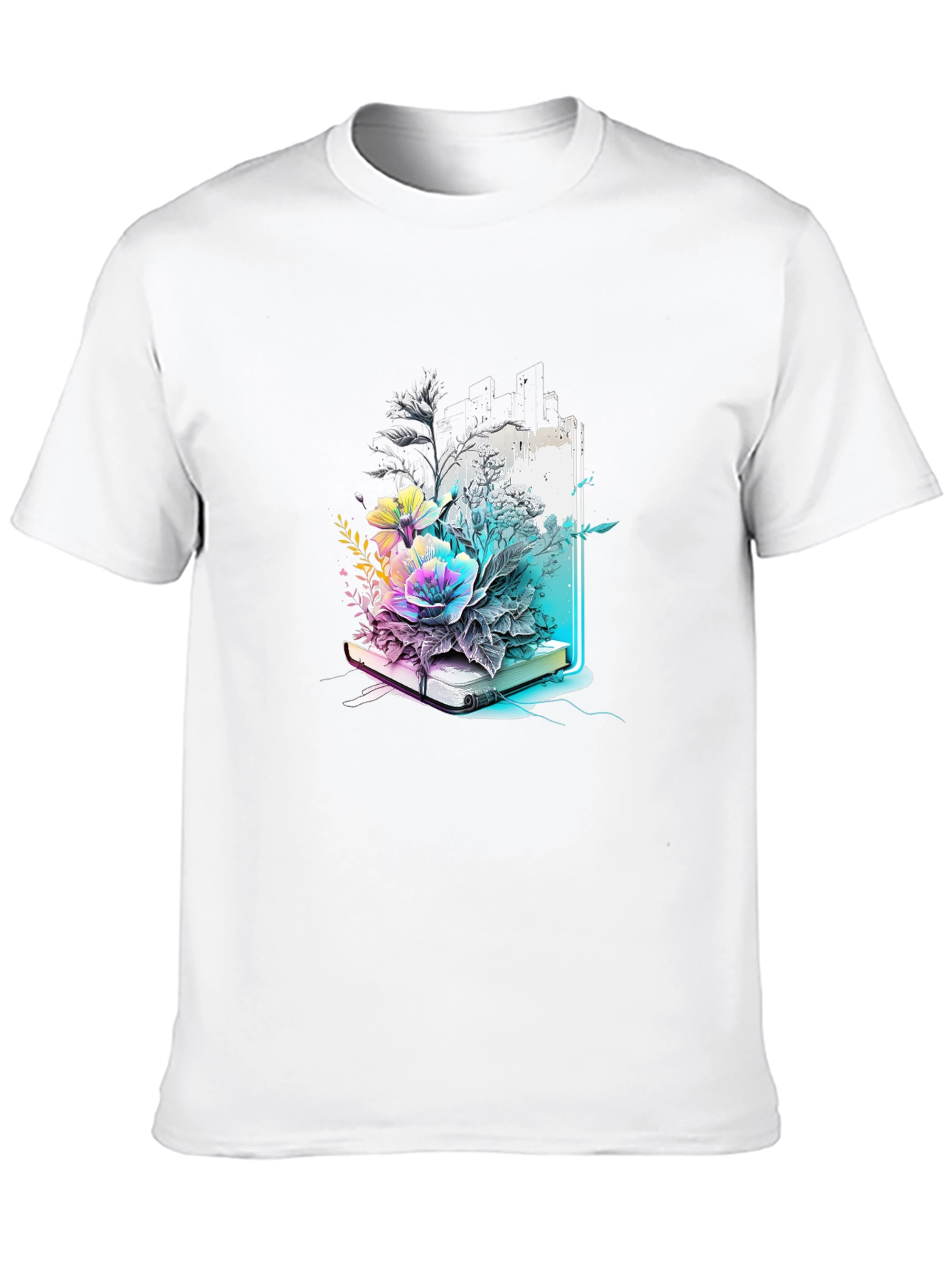 Floral Book Graphic Tee - Unique Design