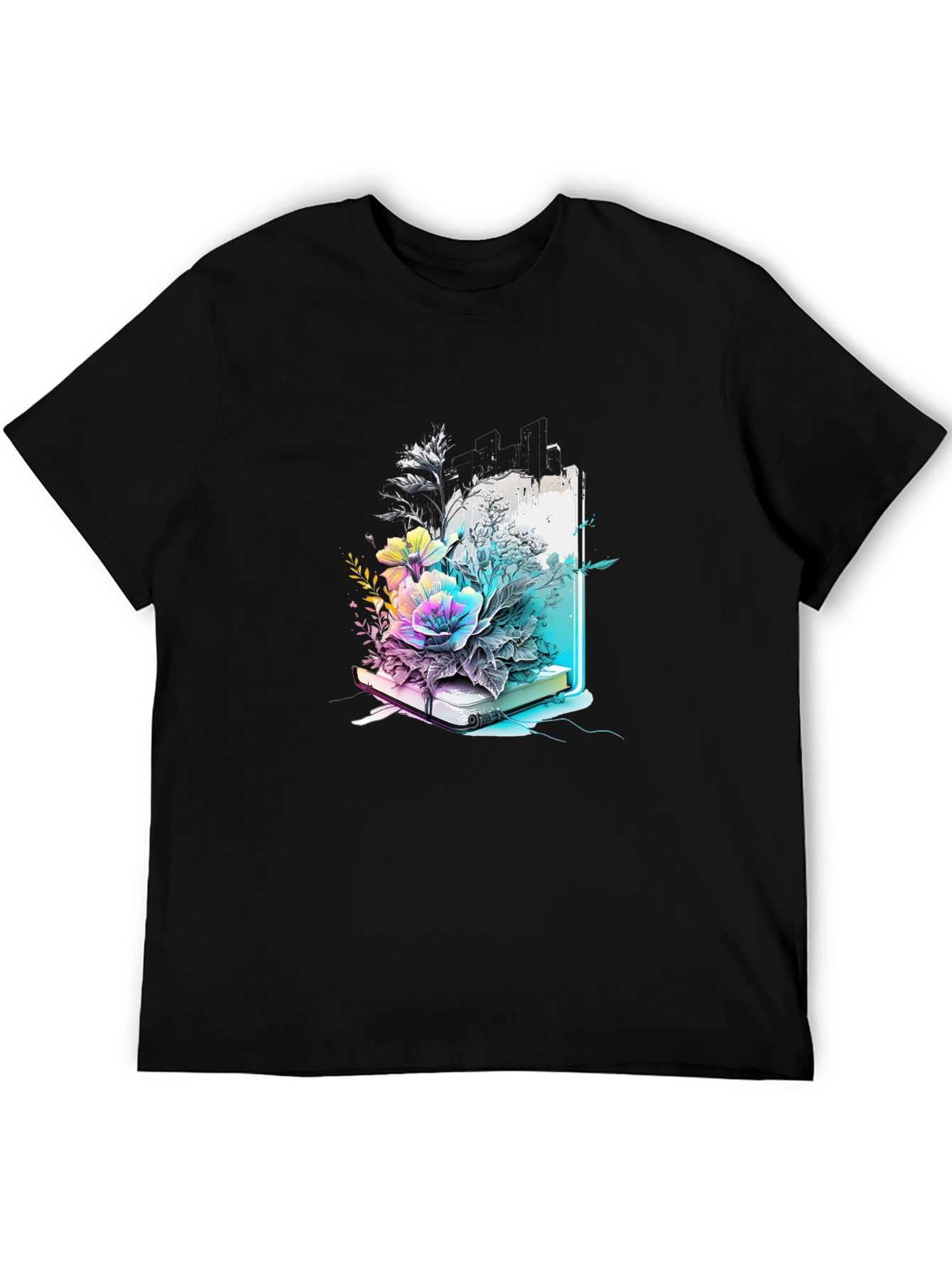 Floral Book Graphic Tee - Unique Design