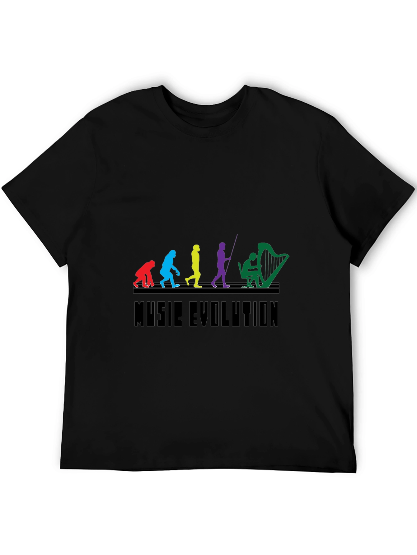 Music Evolution Graphic Tee - Black Cotton T-Shirt