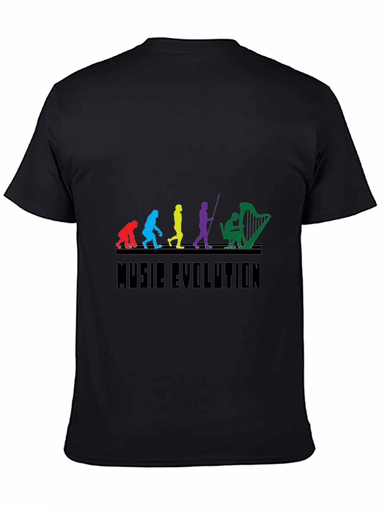 Music Evolution Graphic Tee - Black Cotton T-Shirt