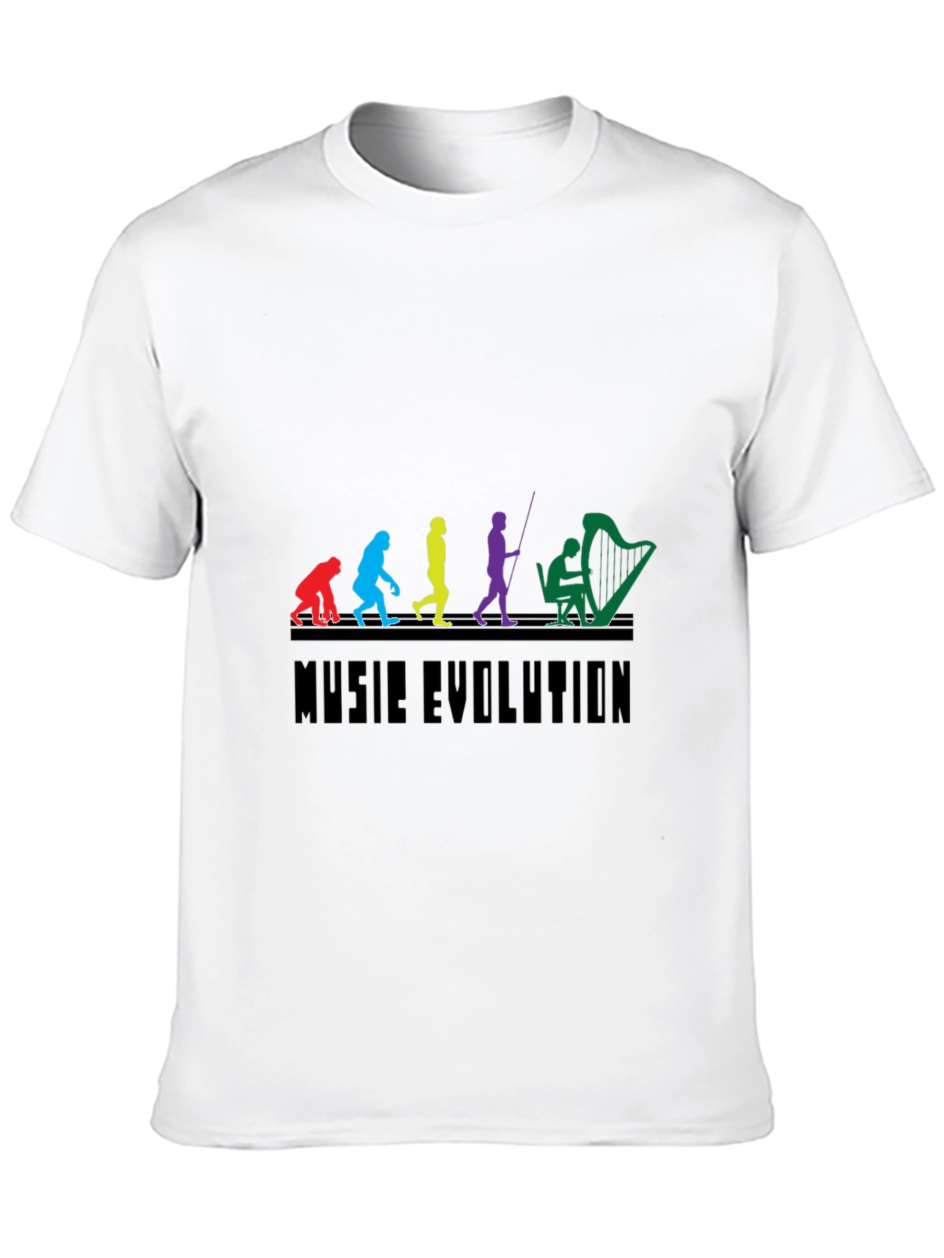 Music Evolution Graphic Tee - Black Cotton T-Shirt
