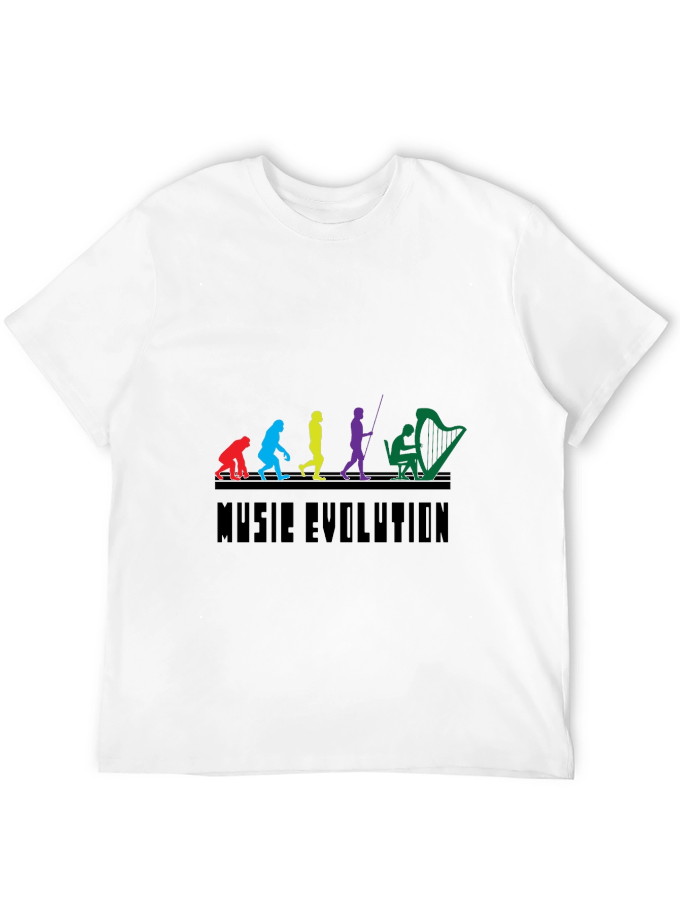 Music Evolution Graphic Tee - Black Cotton T-Shirt