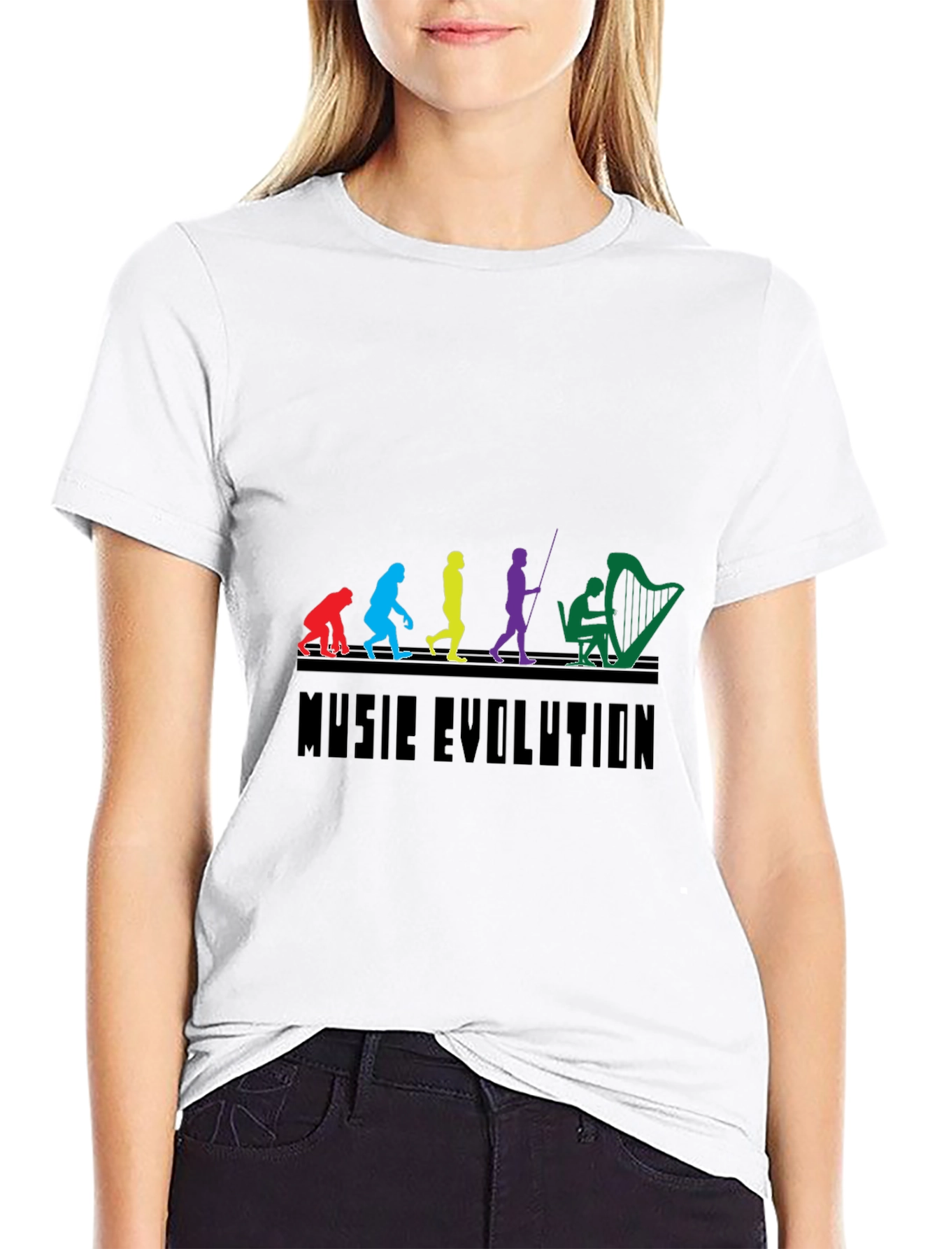 Music Evolution Graphic Tee - Black Cotton T-Shirt