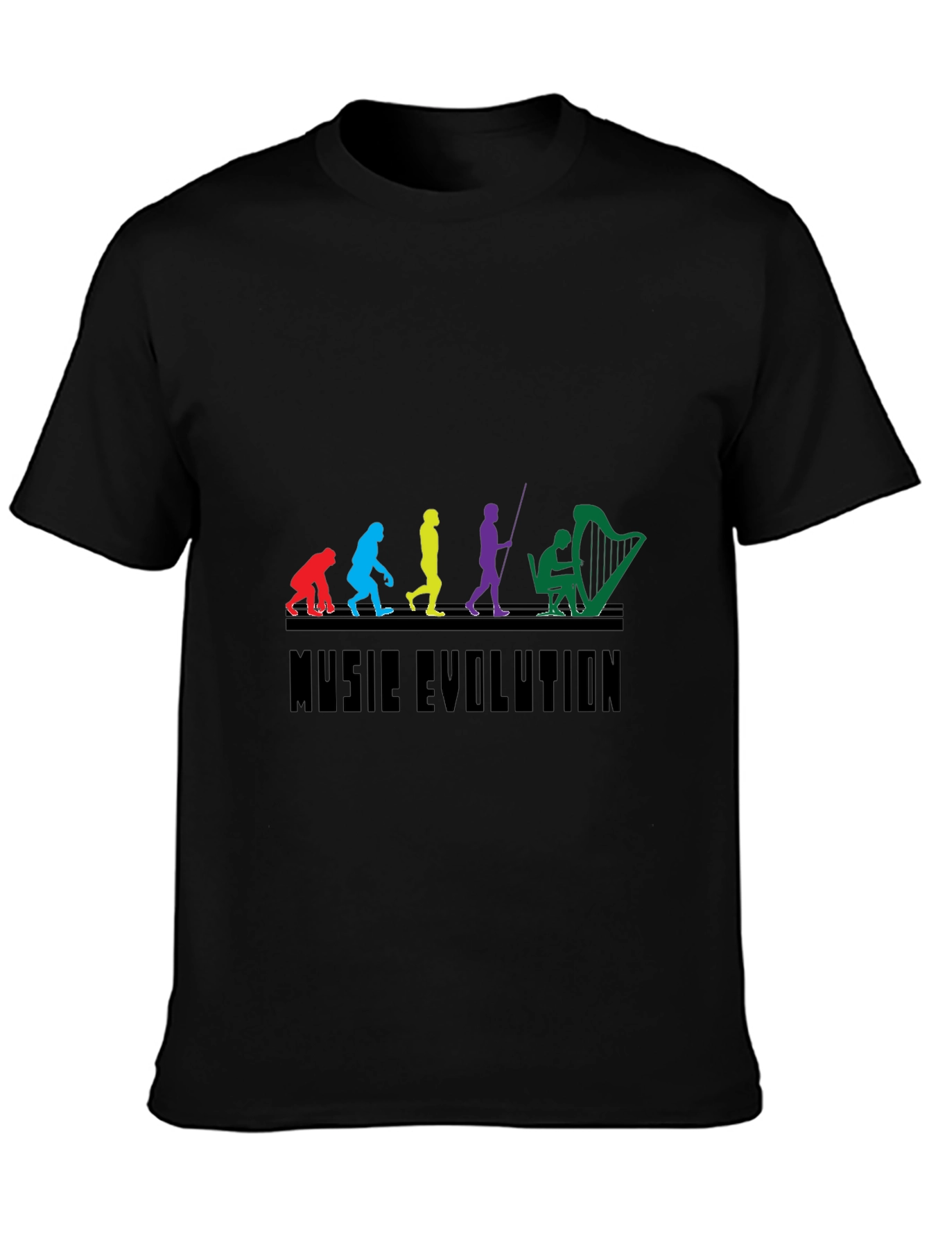 Music Evolution Graphic Tee - Black Cotton T-Shirt