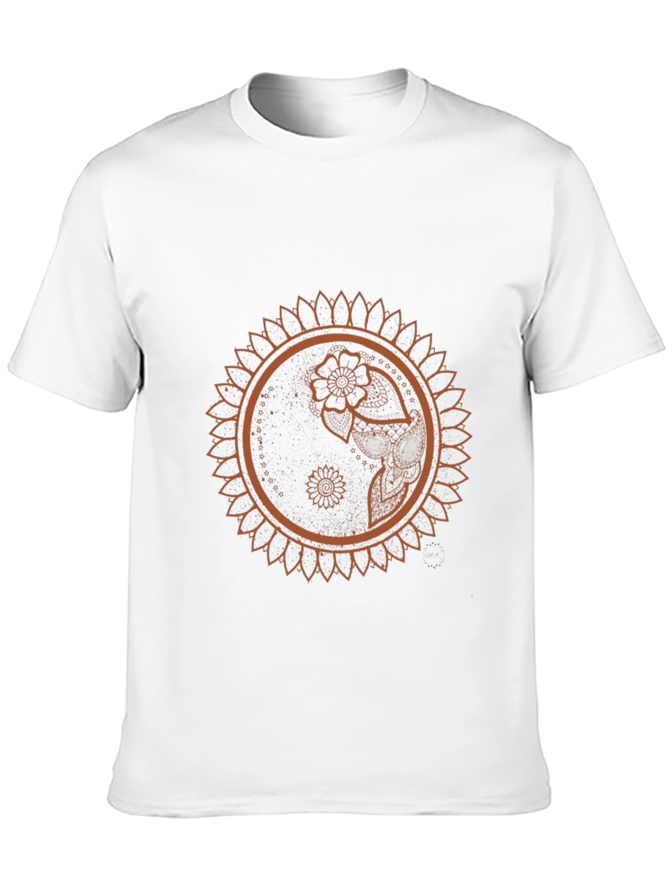Black T-Shirt with Mandala Flower Design