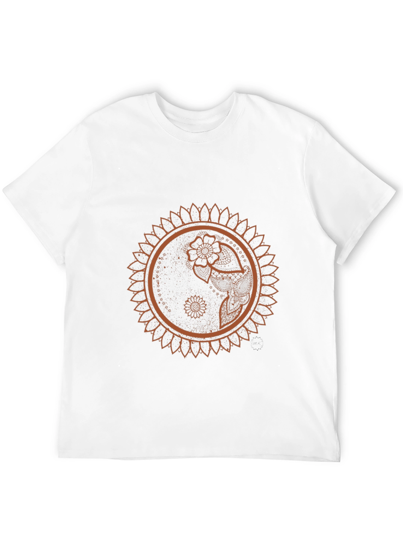 Black T-Shirt with Mandala Flower Design