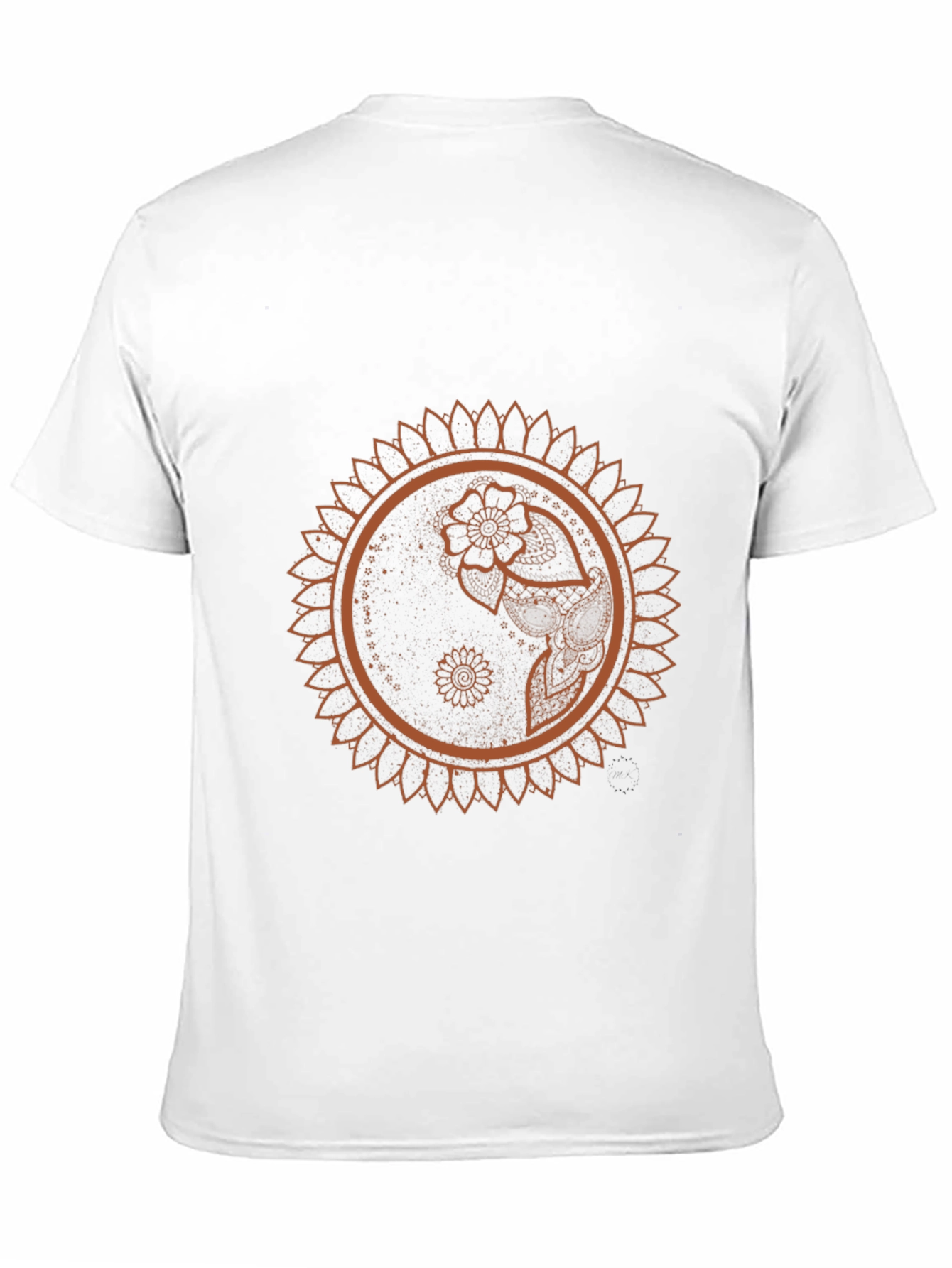 Black T-Shirt with Mandala Flower Design