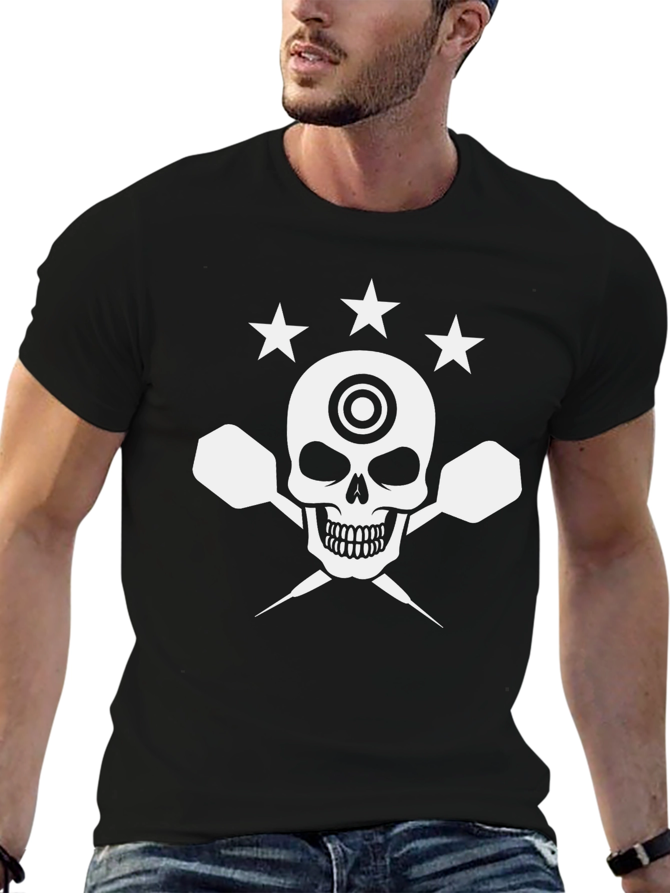 Dart Skull T-Shirt - Black Cotton Graphic Tee