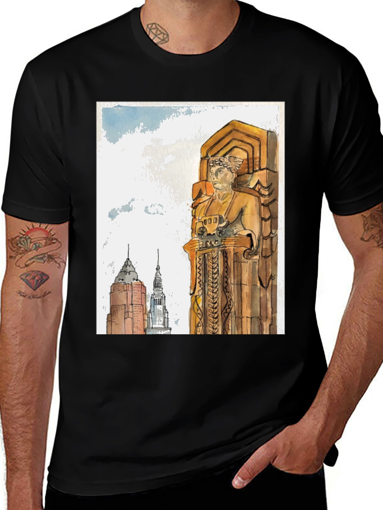 Cleveland Ohio Guardian Statue T-Shirt